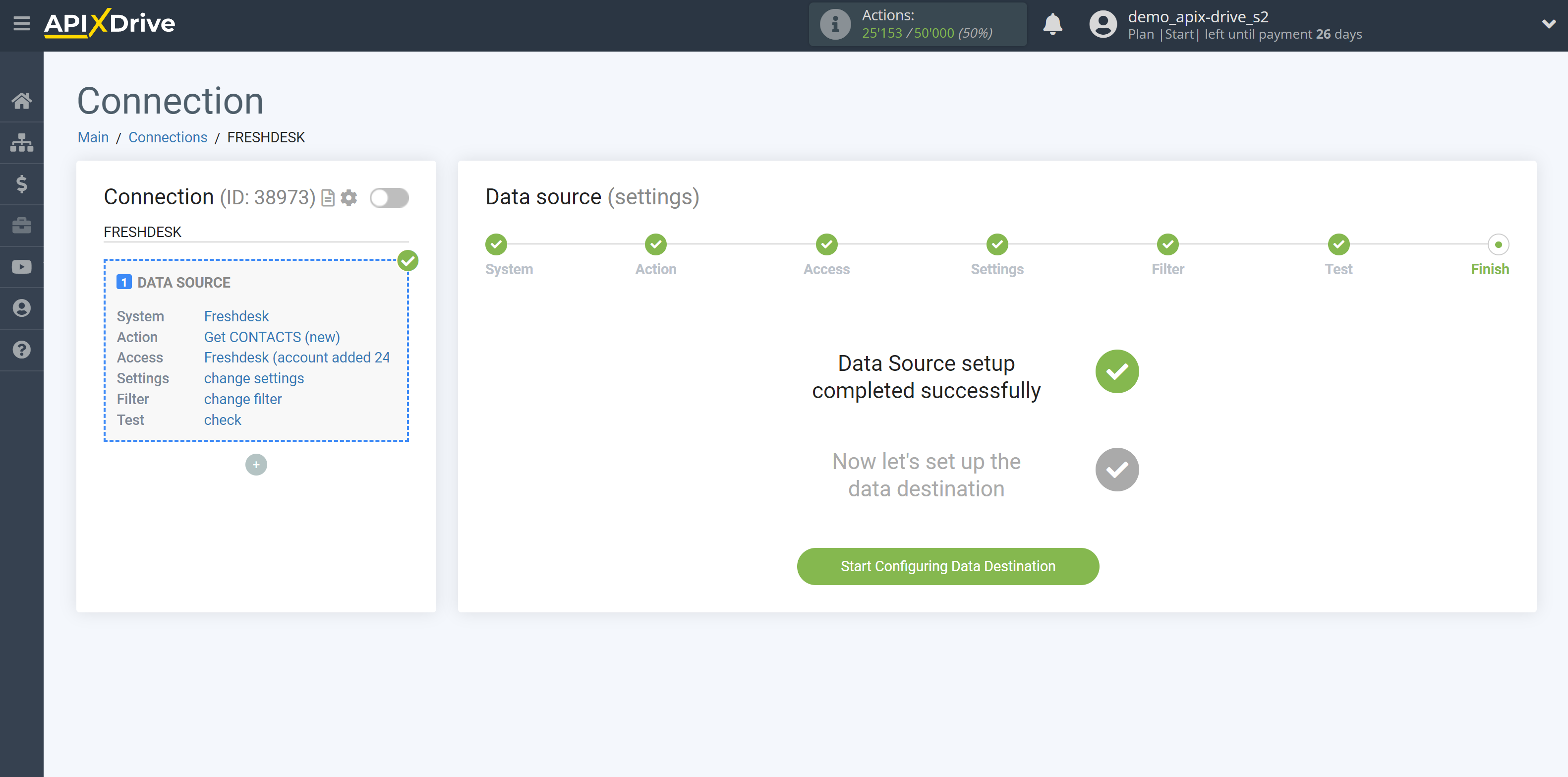 How to Connect Freshdesk as Data Source | Go to the setup Data Destination&nbsp;