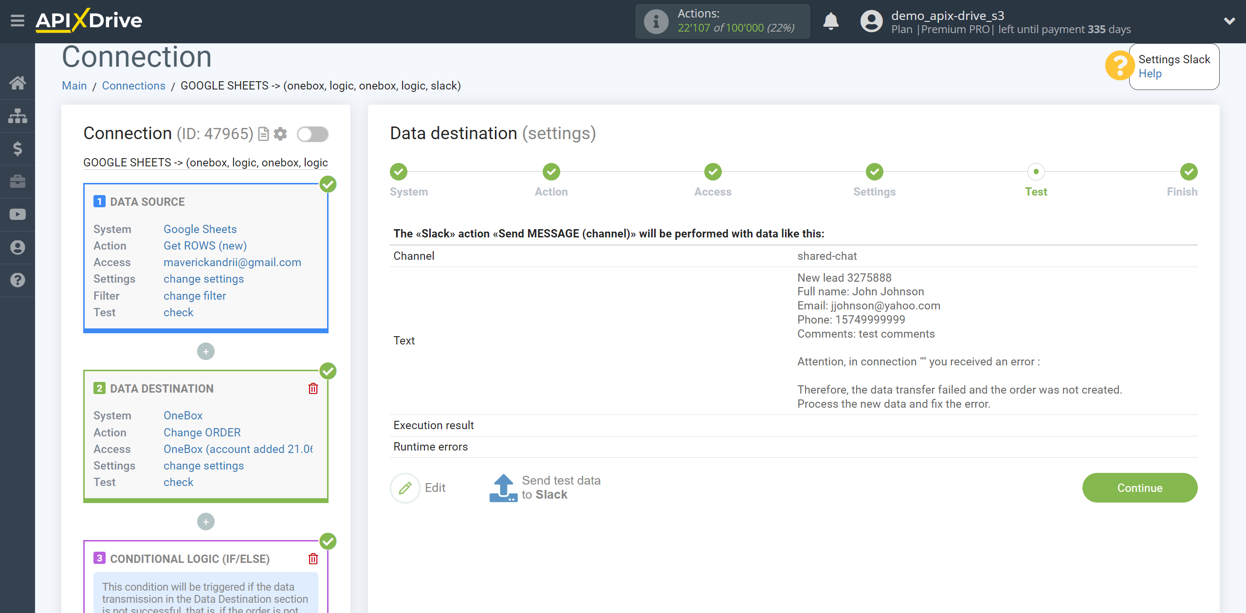 How to setup OneBox Change Order / Create Order | Test data