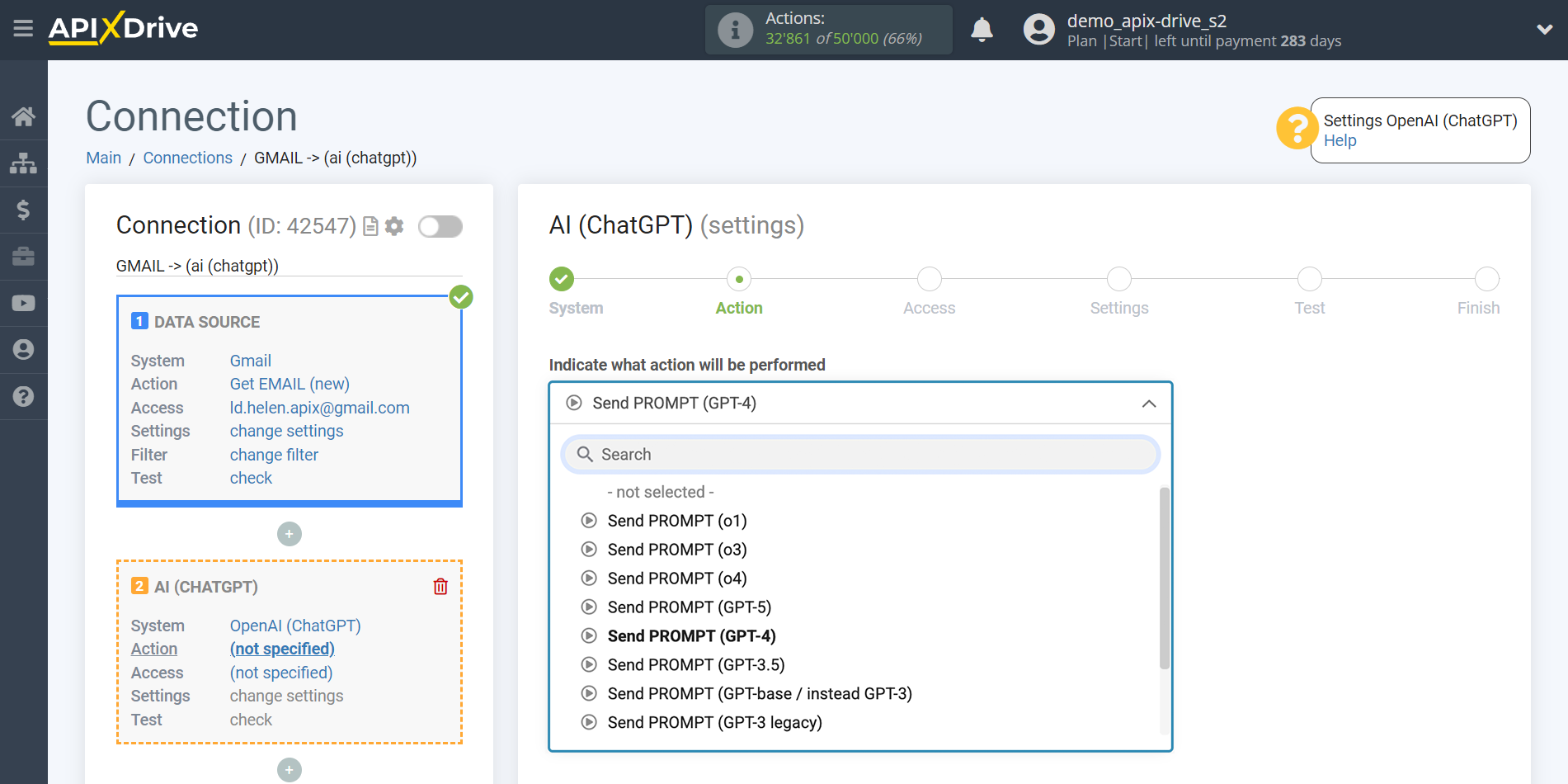Setting up analyze emails with OpenAI (ChatGPT) | Action selection Setting up analyze emails with OpenAI (ChatGPT) | Action selection