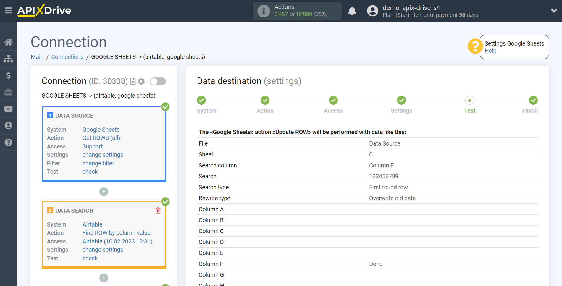 Setting up an AirTable Row Search in Google Sheets | Test data