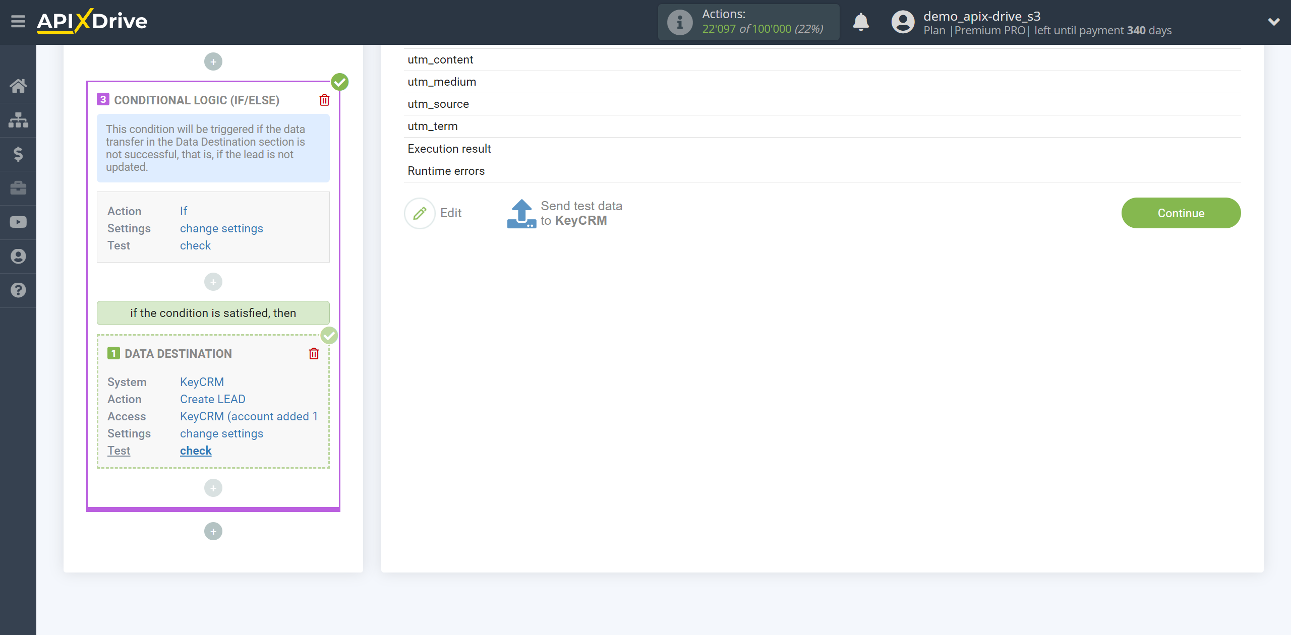 How to setup KeyCRM Update Lead / Create Lead | Test data