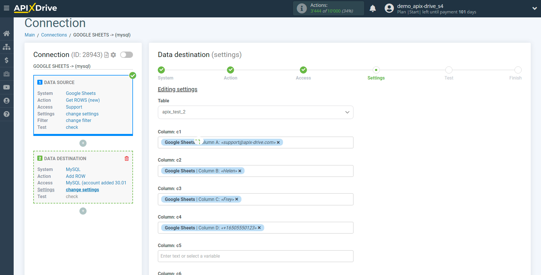 How to Connect MySQL as Data Destination | Assigning fields