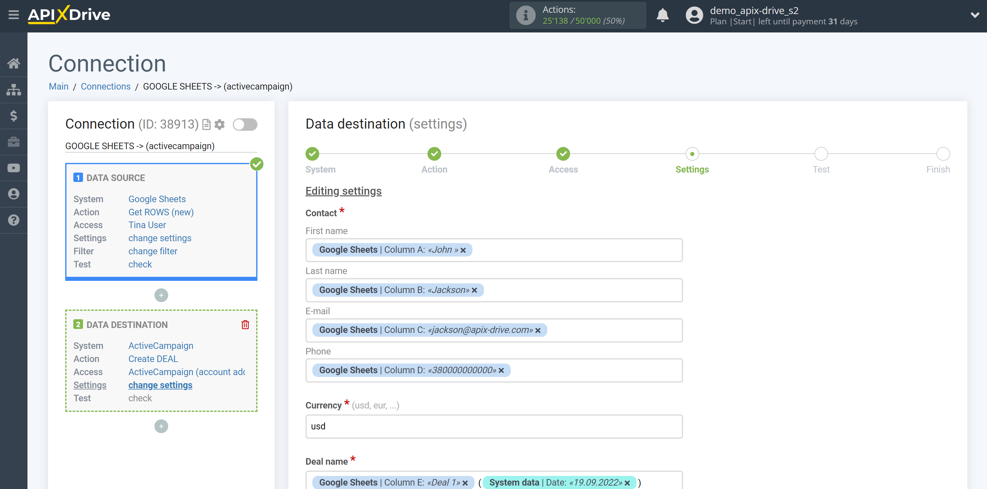 How to Connect ActiveCampaign as Data Destination | Assigning Fields