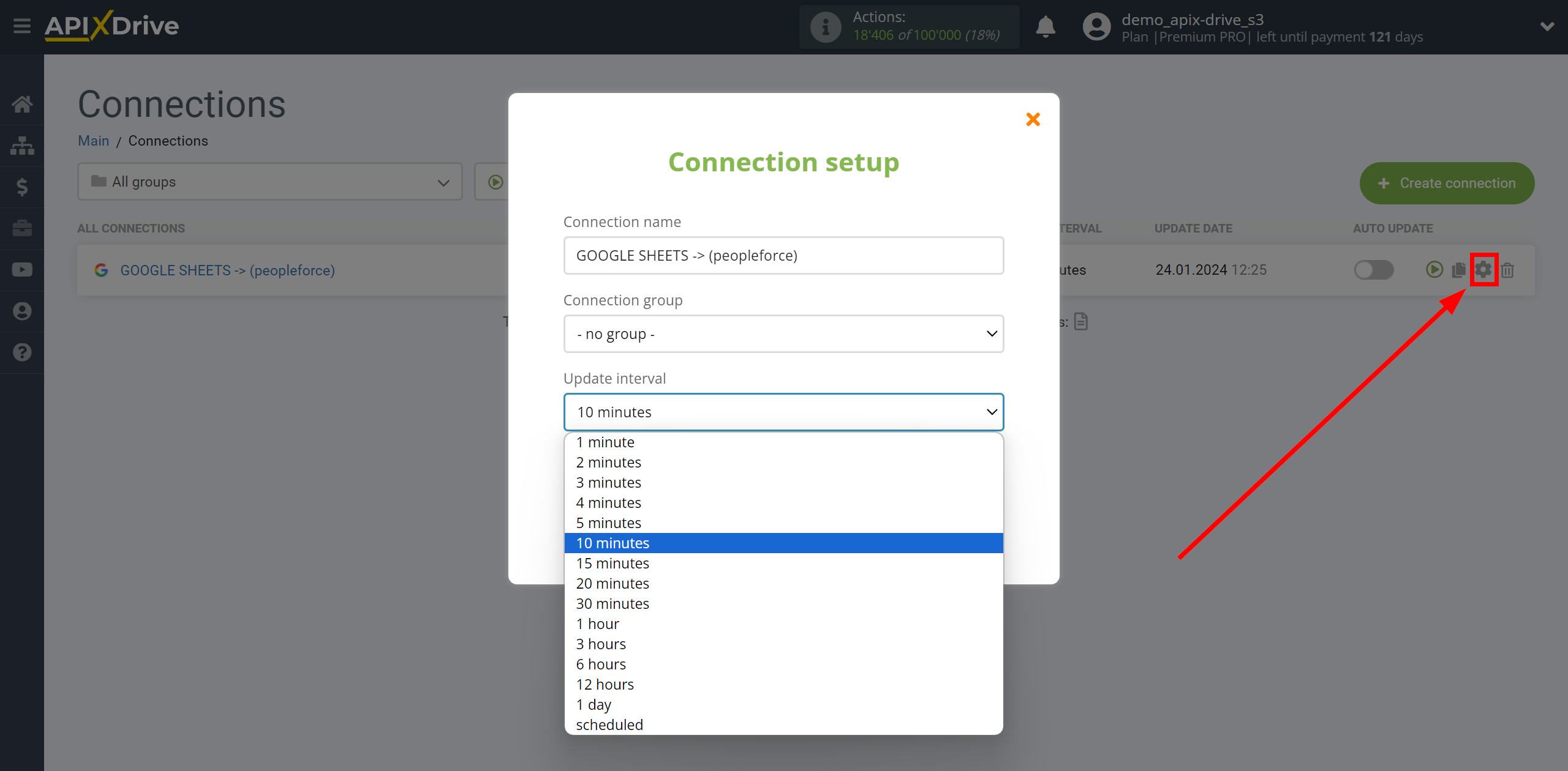 How to Connect PeopleForce as Data Destination | Update interval