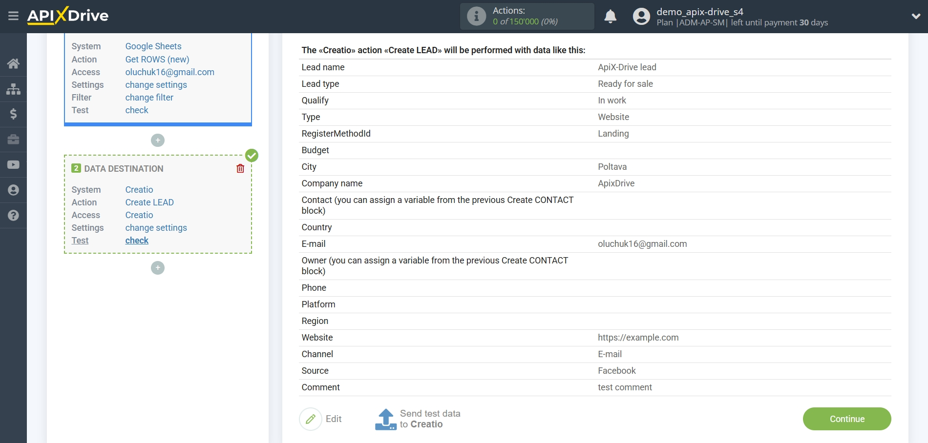 How to Connect Creatio as Data Destination | Data Test How to Connect Creatio as Data Destination | Data Test