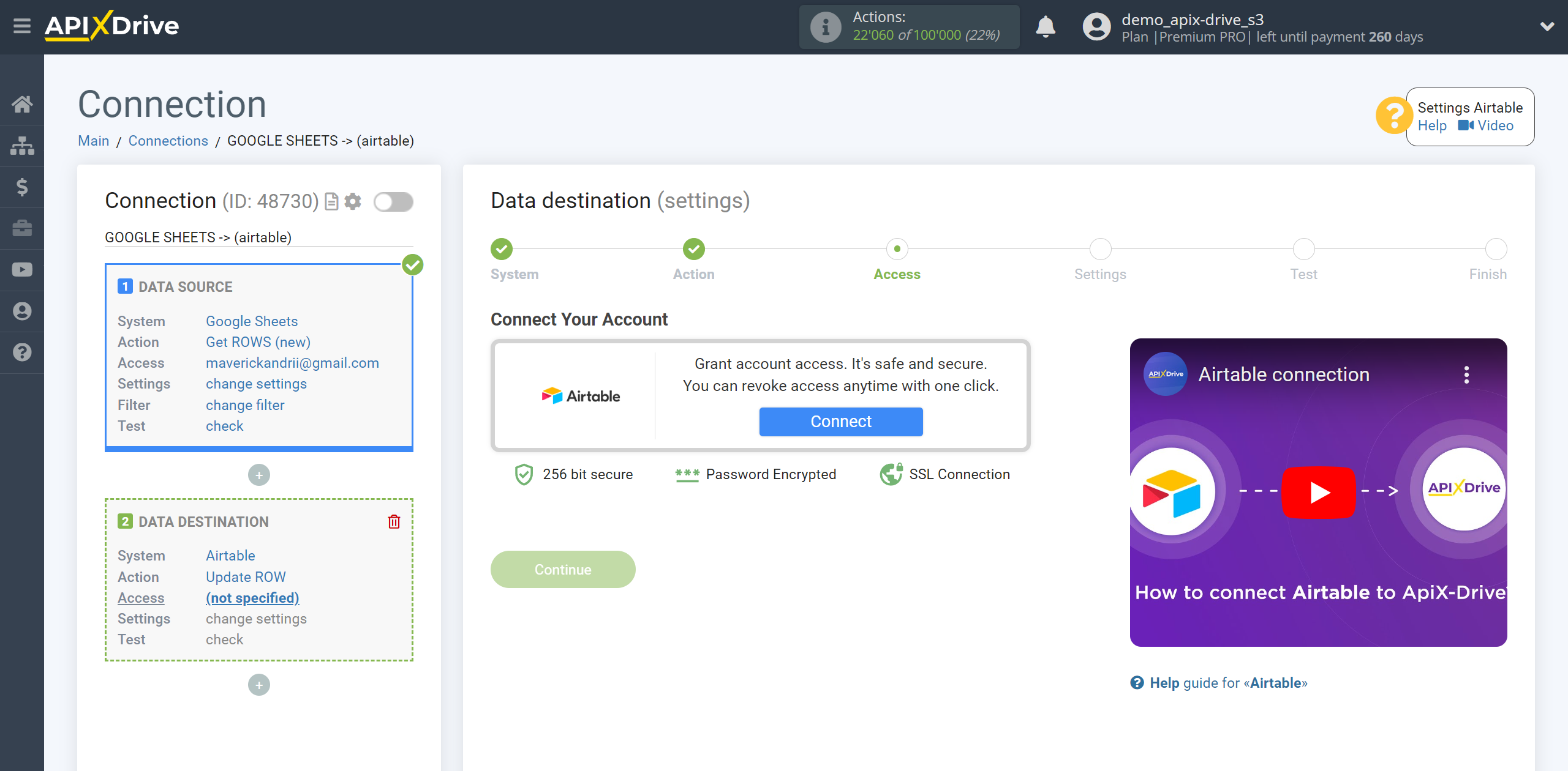 How to setup AirTable Update Row / Add Row | Account connection