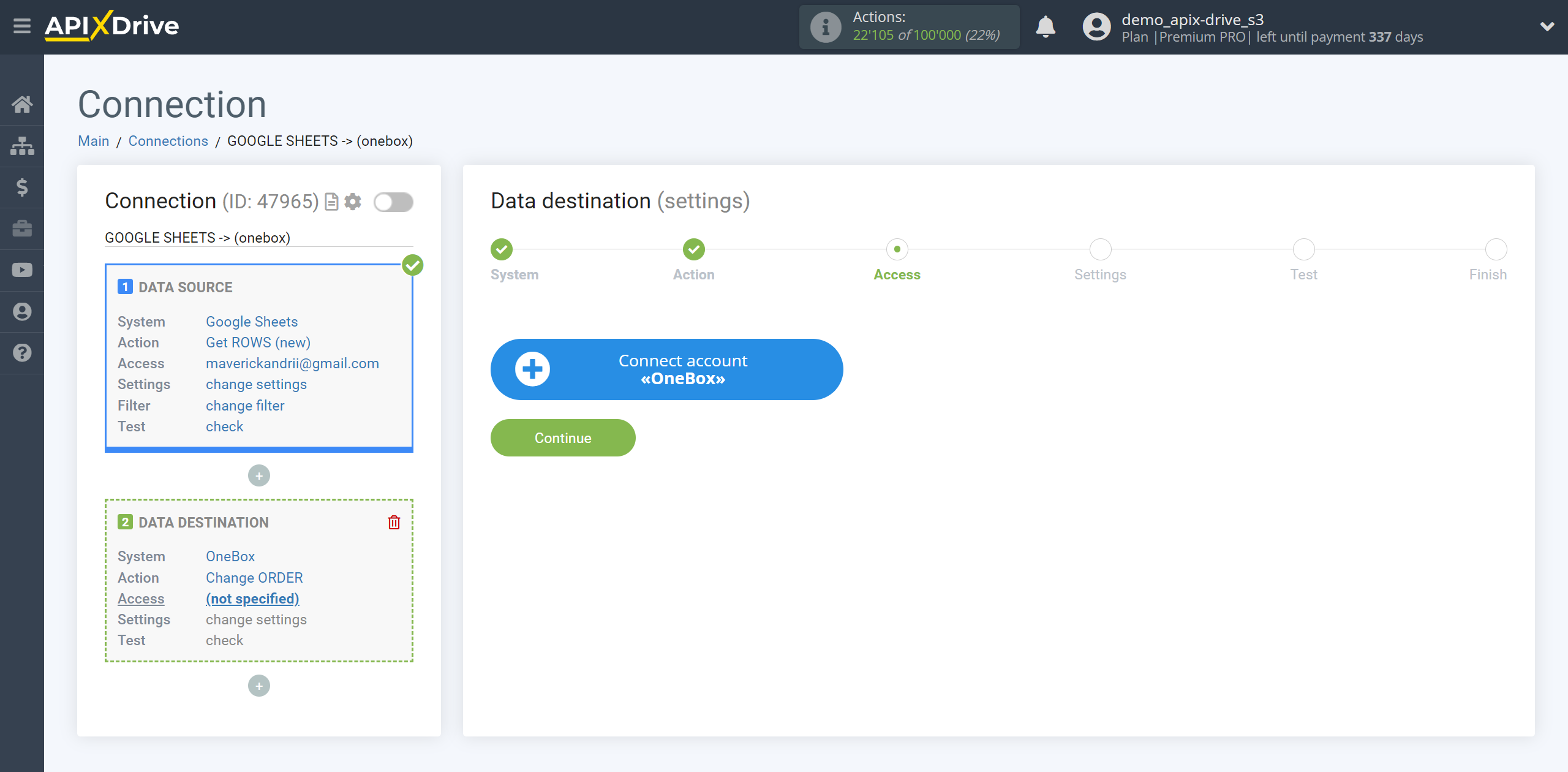 How to setup OneBox Change Order / Create Order | Account connection