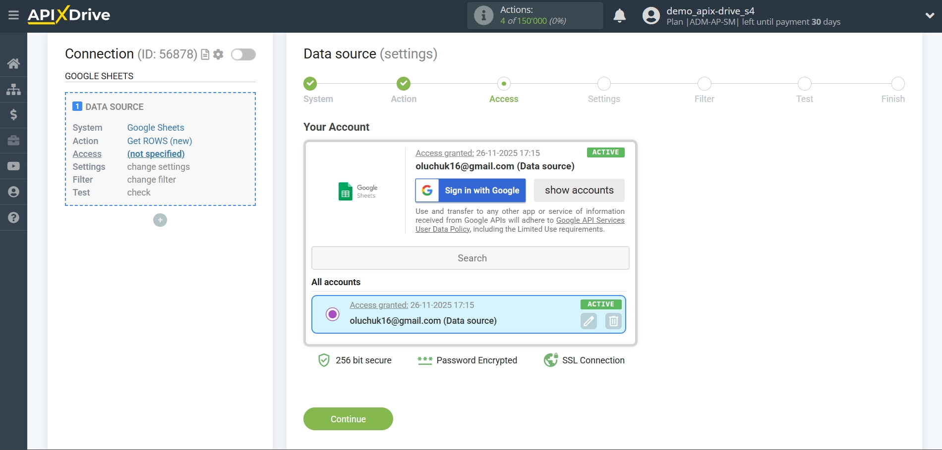 Setting Search to Verification Email Apollo.io in Google Sheets | Account selection Setting Search to Verification Email Apollo.io in Google Sheets | Account selection