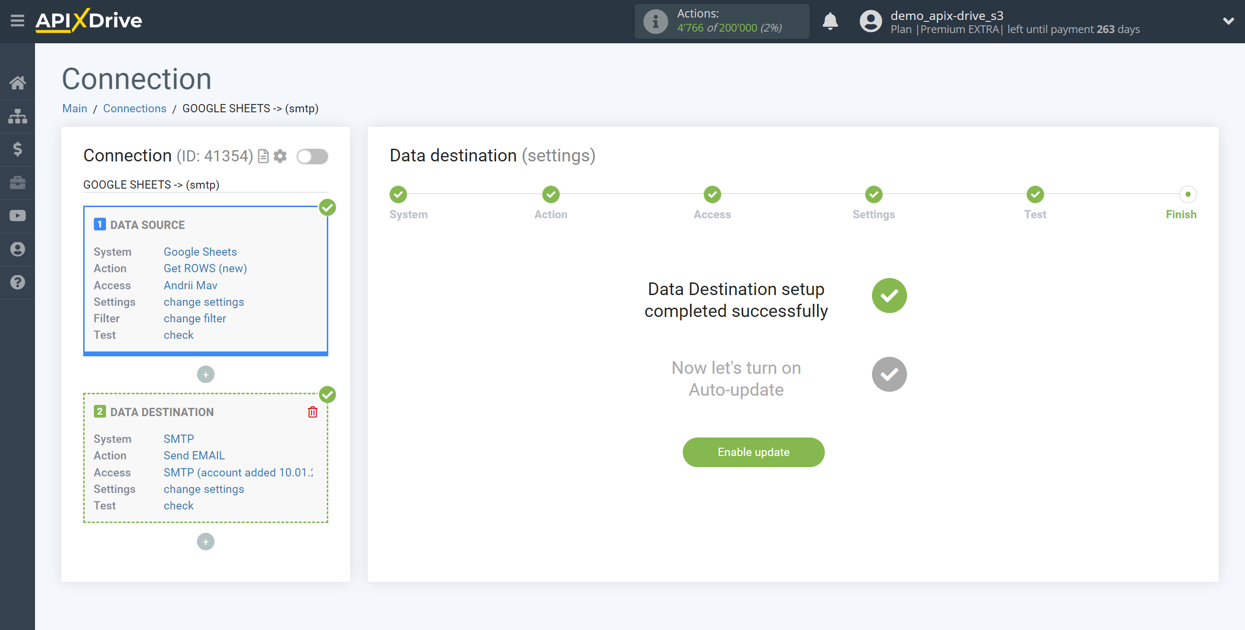 How to Connect SMTP as Data Destination | Go to communication settings