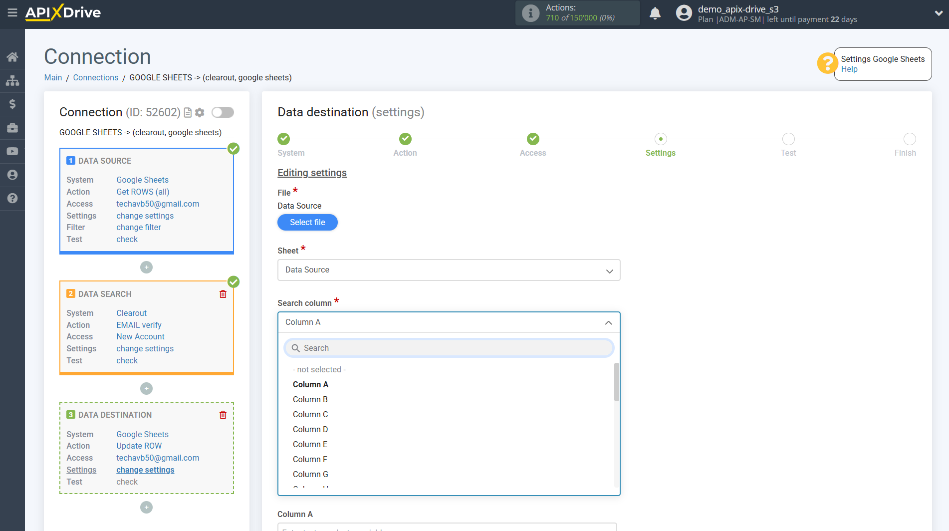 Setting Search to Verification E-MAIL Clearout in Google Sheets | Assigning fields Setting Search to Verification E-MAIL Clearout in Google Sheets | Assigning fields