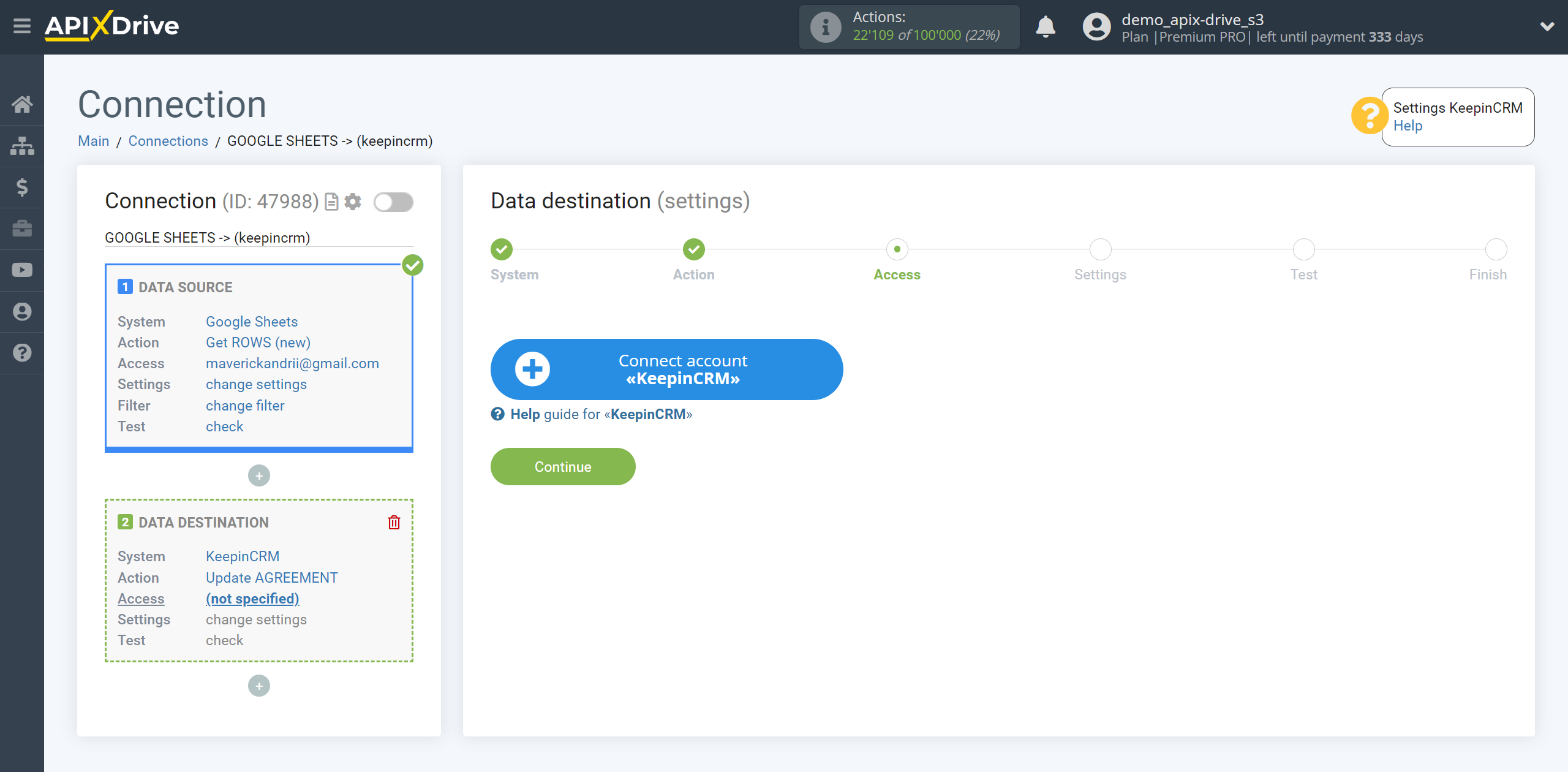 How to setup KeepinCRM Update Agreement / Create Agreement | Account connection