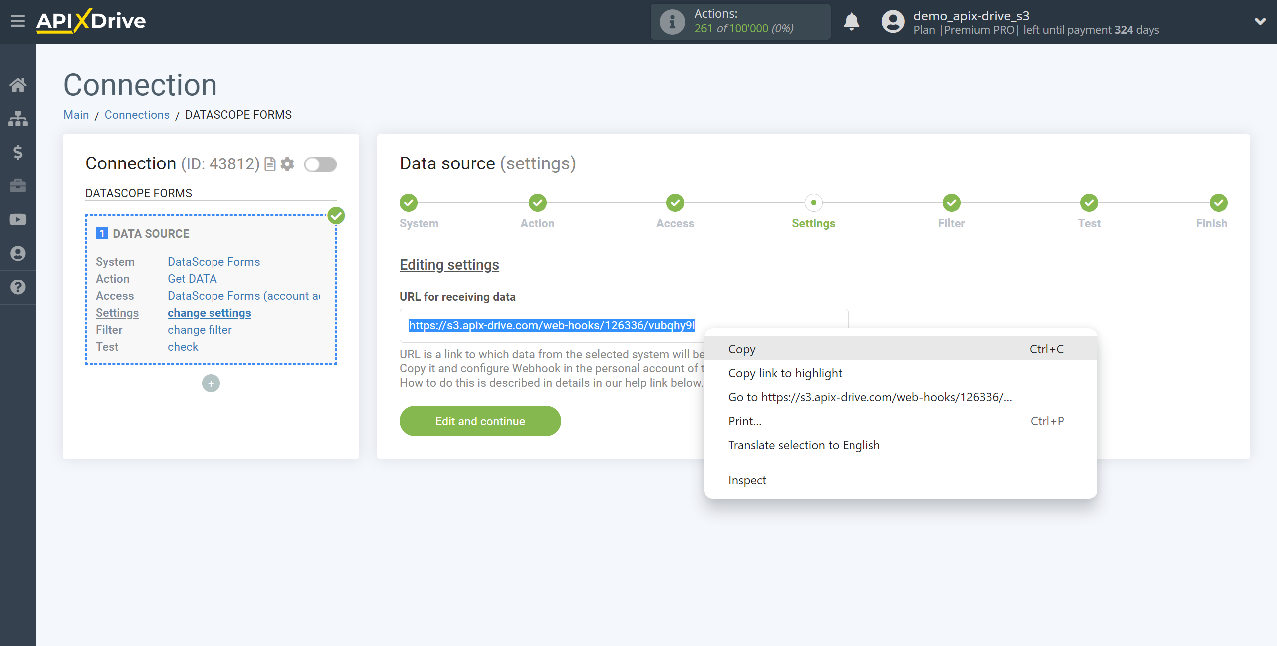 How to Connect DataScope Forms as Data Source | URL for receiving data