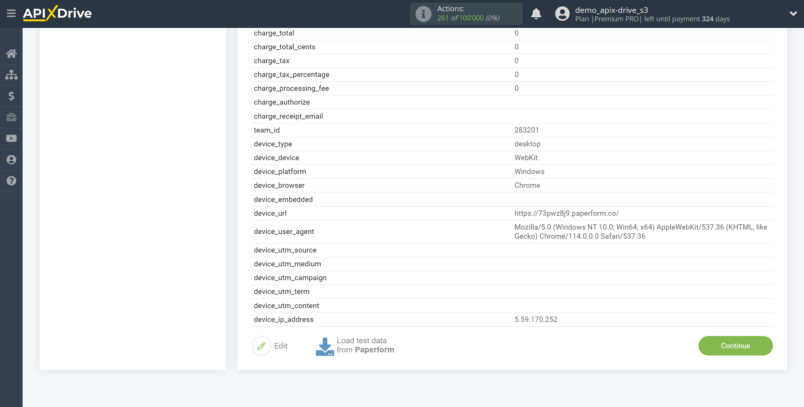 How to Connect Paperform as Data Source | Test data