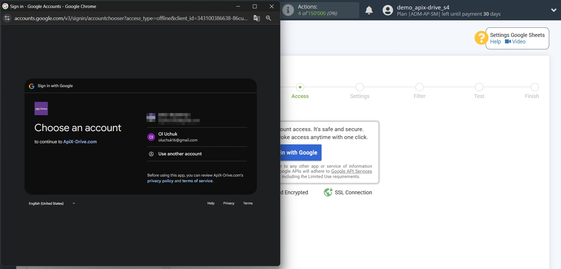 Setting Search to Verification Email Apollo.io in Google Sheets | Select a Google account to connect Setting Search to Verification Email Apollo.io in Google Sheets | Select a Google account to connect