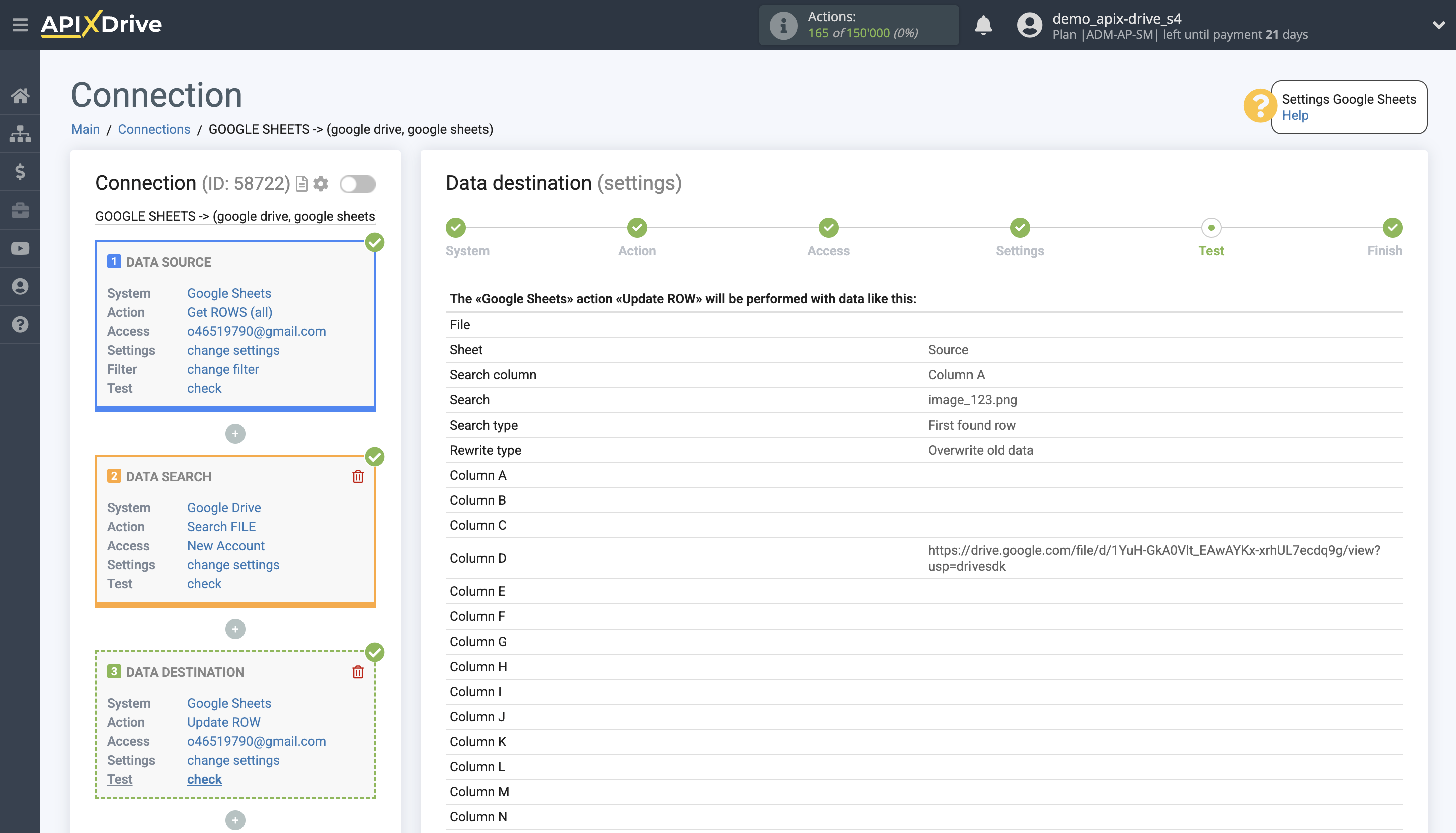 Setting up Google Drive file Search in Google Sheets | Test data