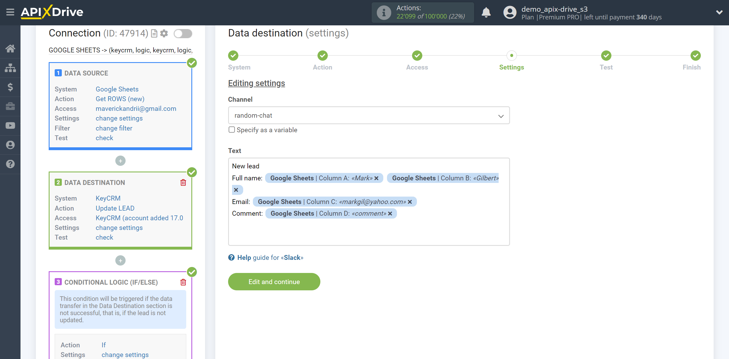 How to setup KeyCRM Update Lead / Create Lead | Formation of a message