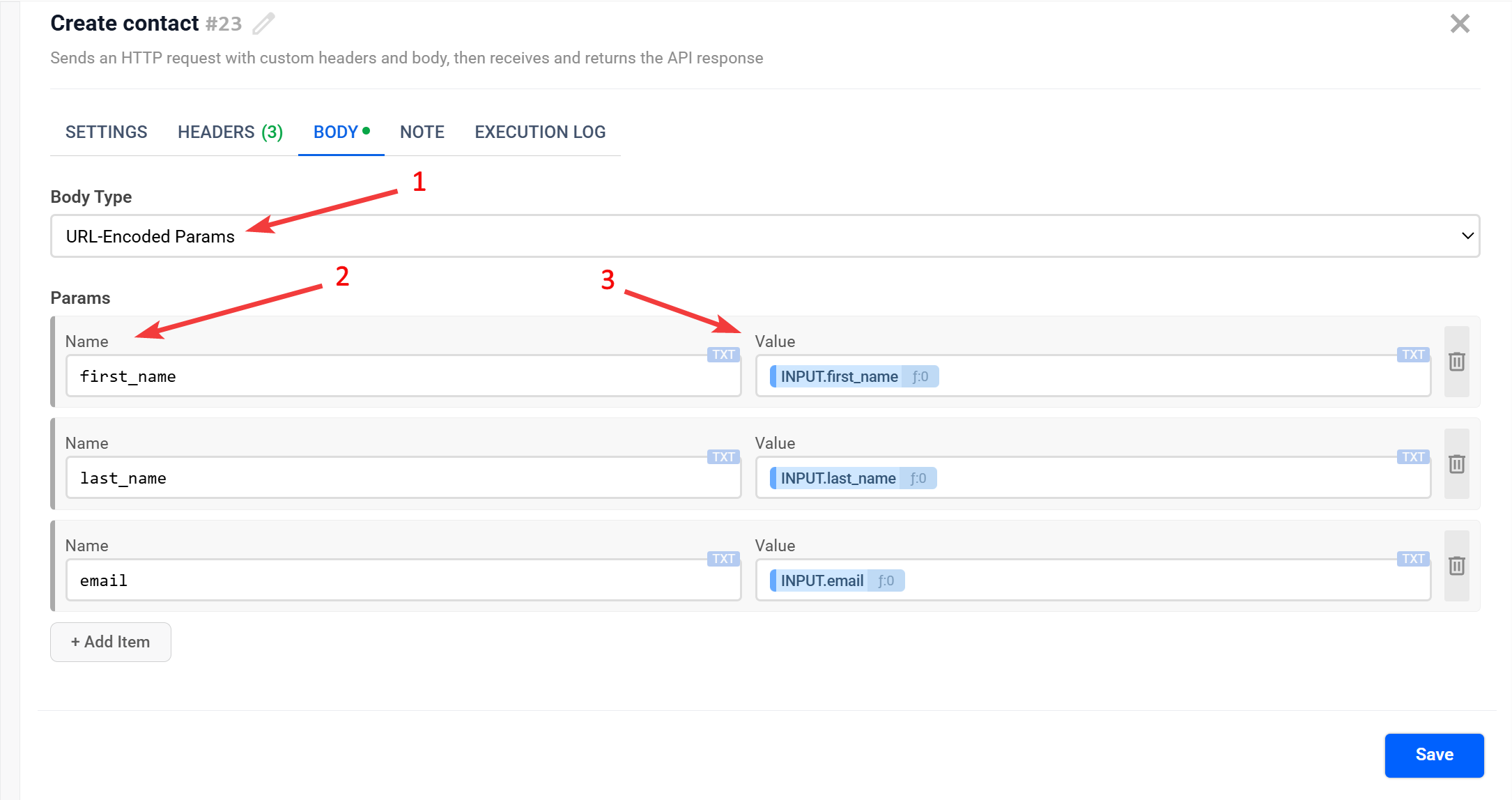 HTTP Request | Тип Body URL-Encoded Params