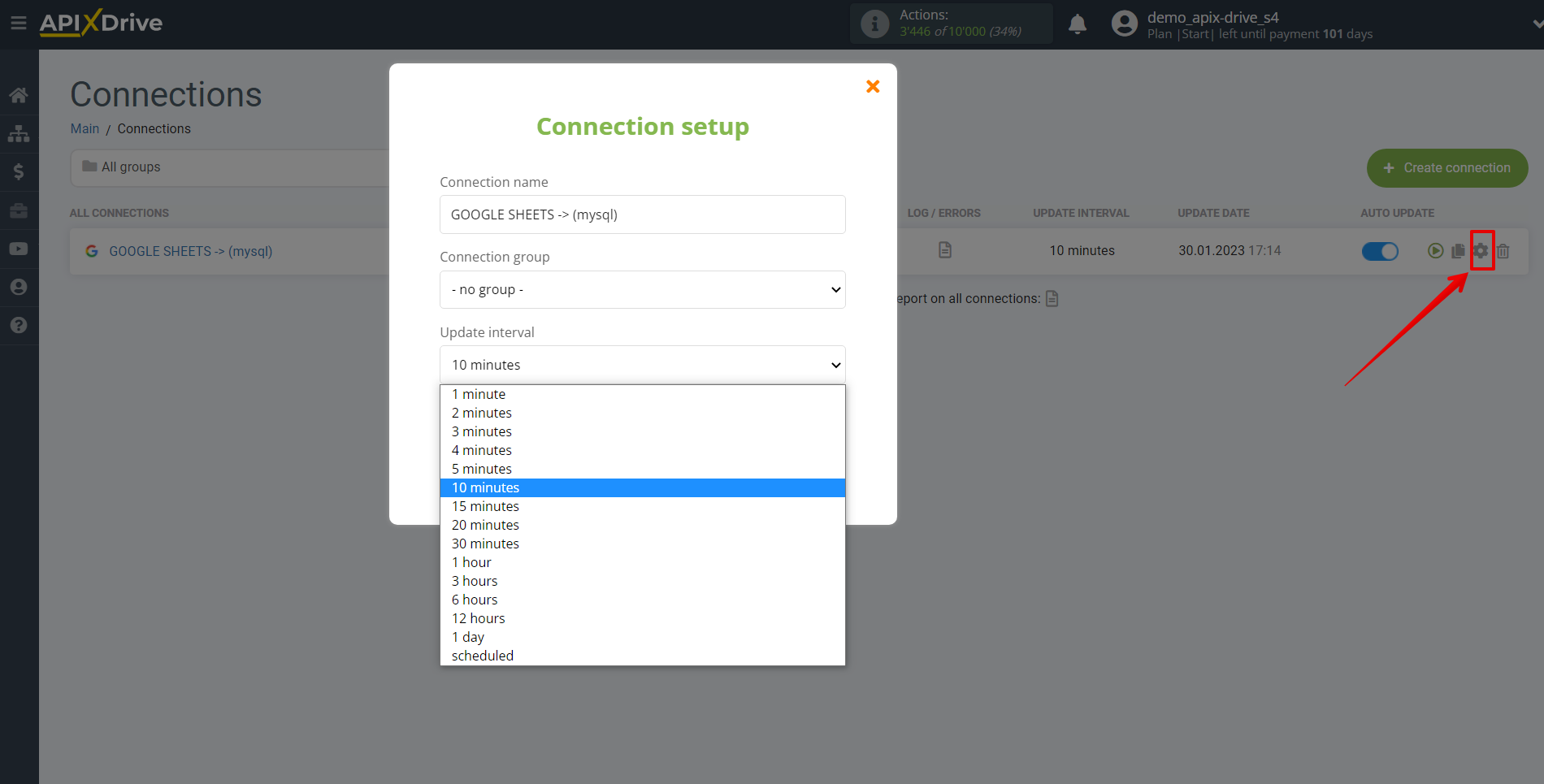 How to Connect MySQL as Data Destination | Update interval