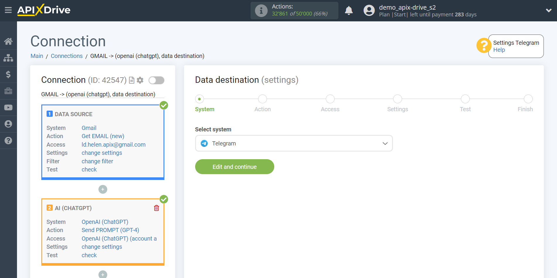 Setting up analyze emails with OpenAI (ChatGPT) | System selection