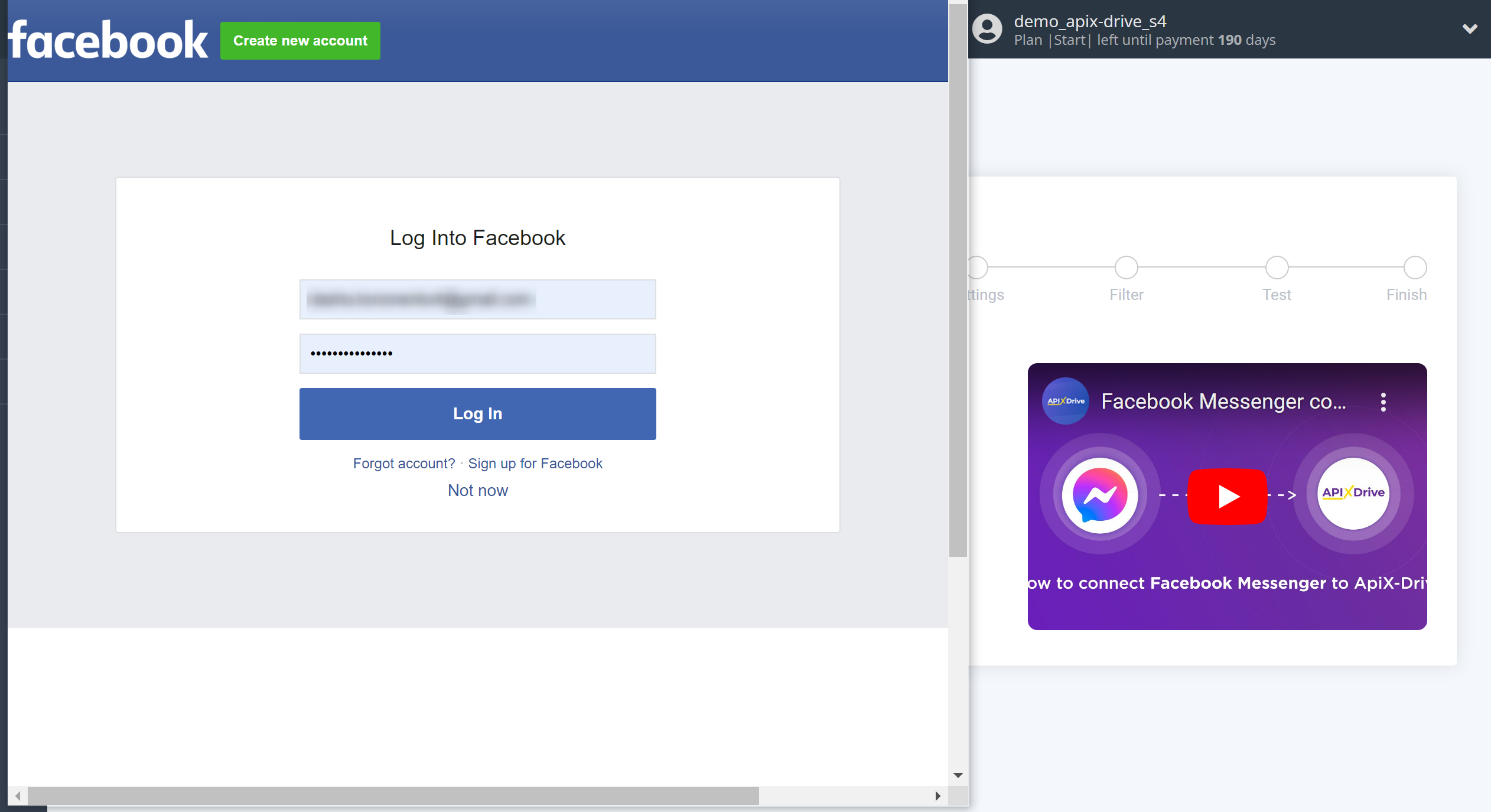 How to Connect Facebook Messenger as Data Destination | Account connection