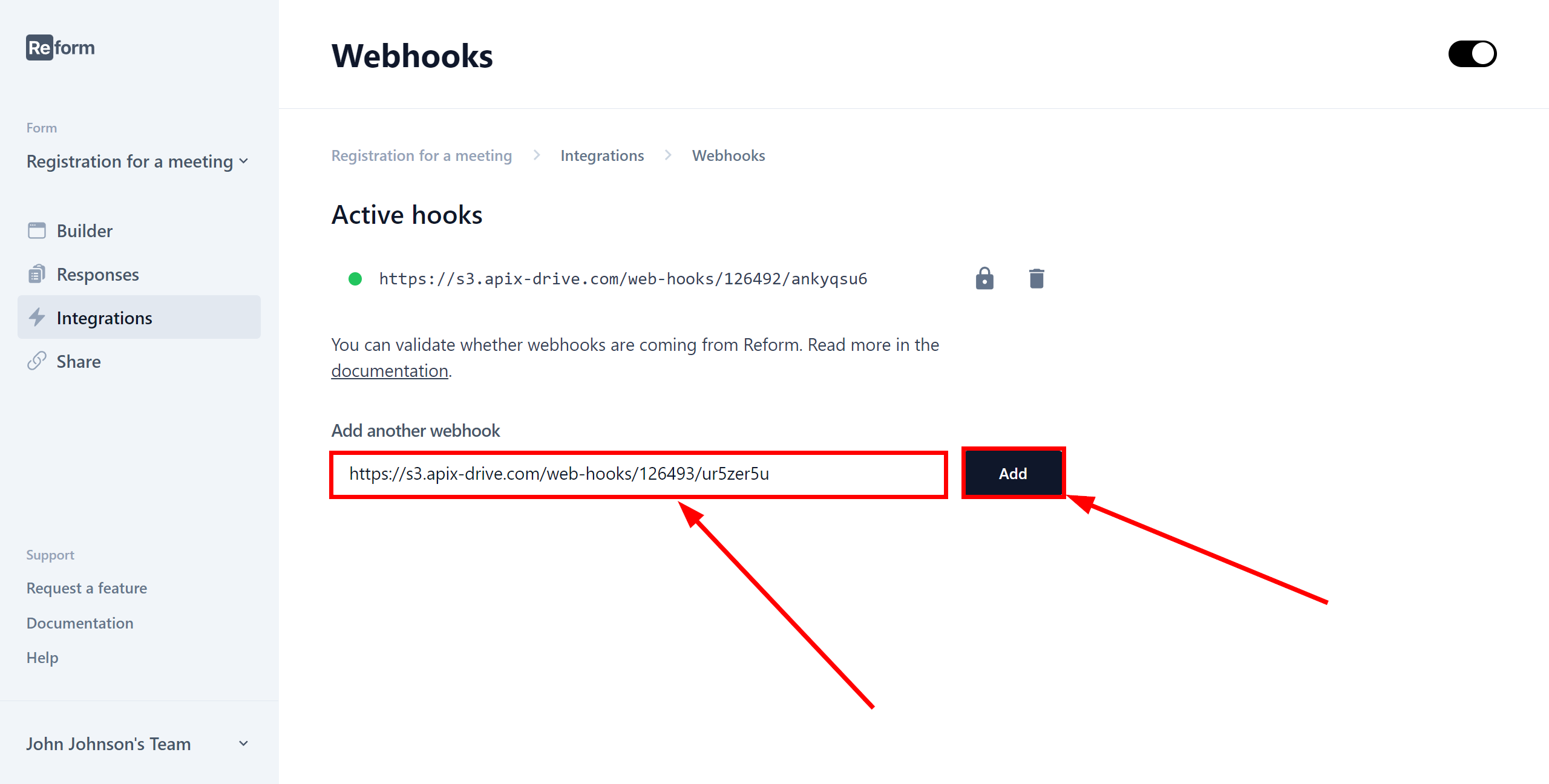 How to Connect Reform as Data Source | Webhooks setup