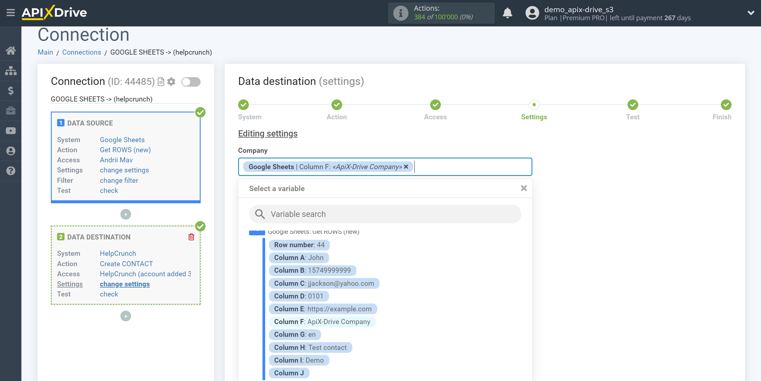 How to Connect HelpCrunch as Data Destination | Assigning Fields