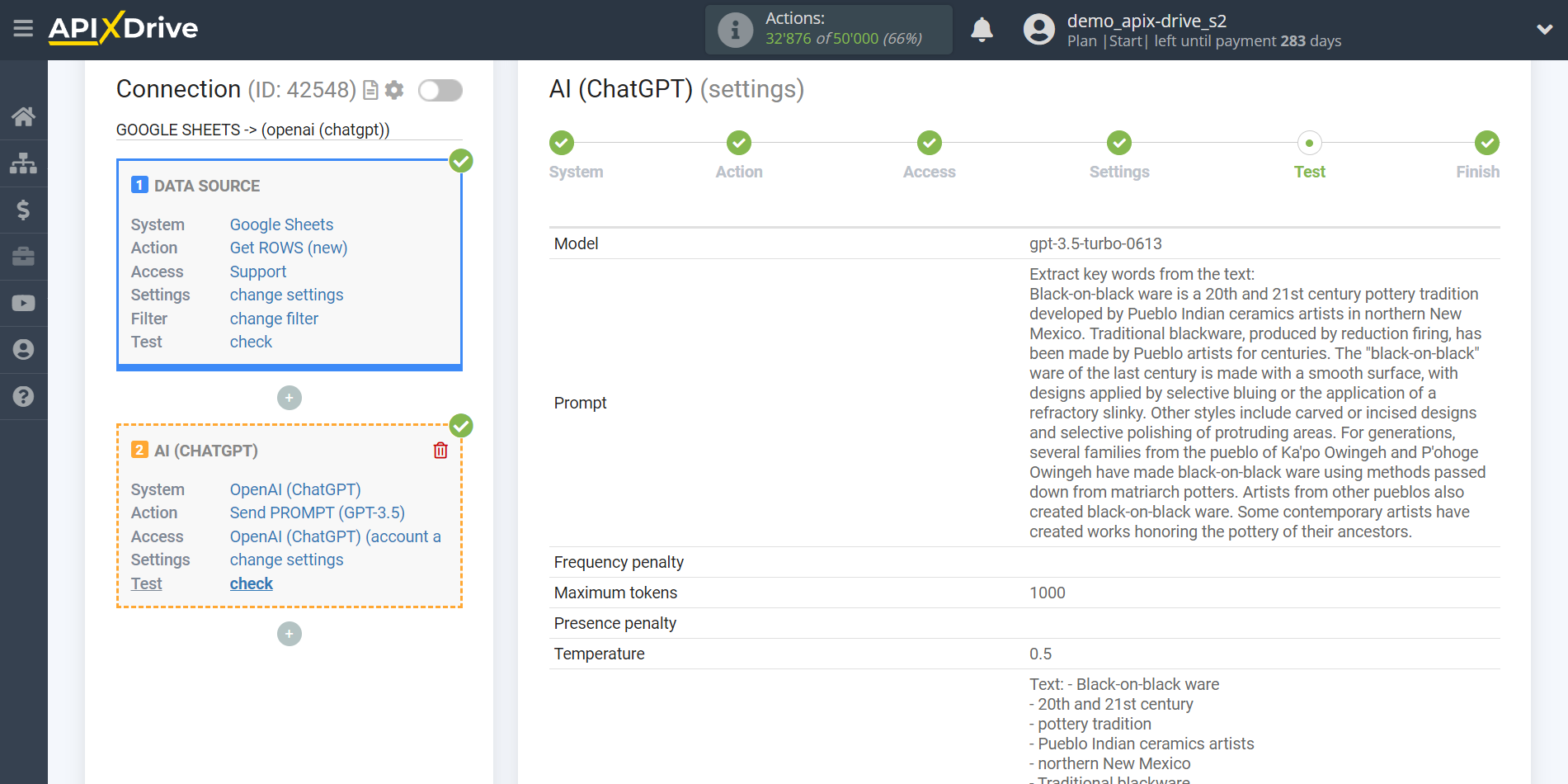 Setting up extracting keywords with OpenAI (ChatGPT) | Test data