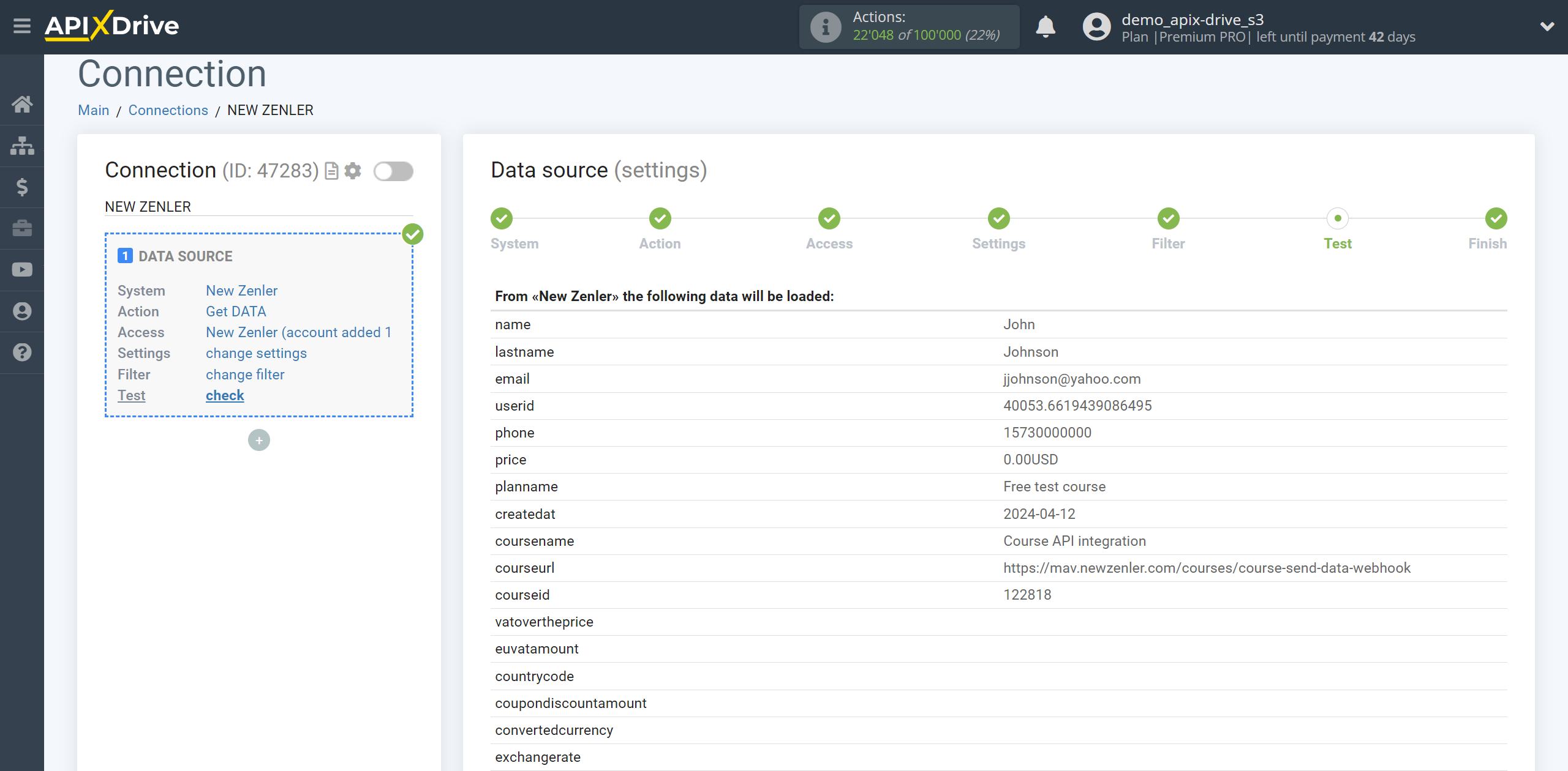 How to Connect New Zenler as Data Source | Test data