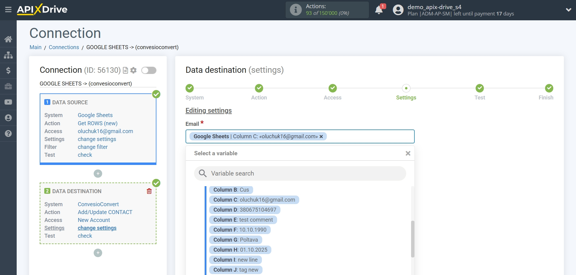 How to Connect ConvesioConvert as Data Destination | Assigning fields How to Connect ConvesioConvert as Data Destination | Assigning fields