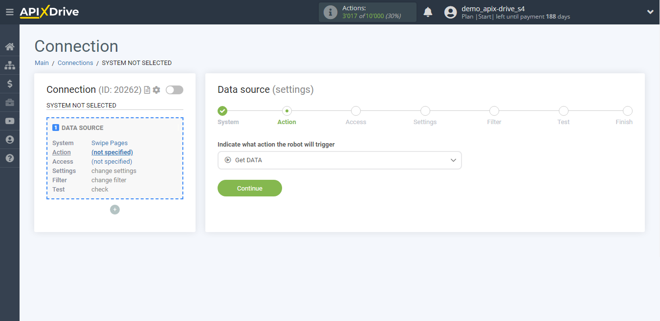 How to Connect Swipe Pages as Data Source | Action selection