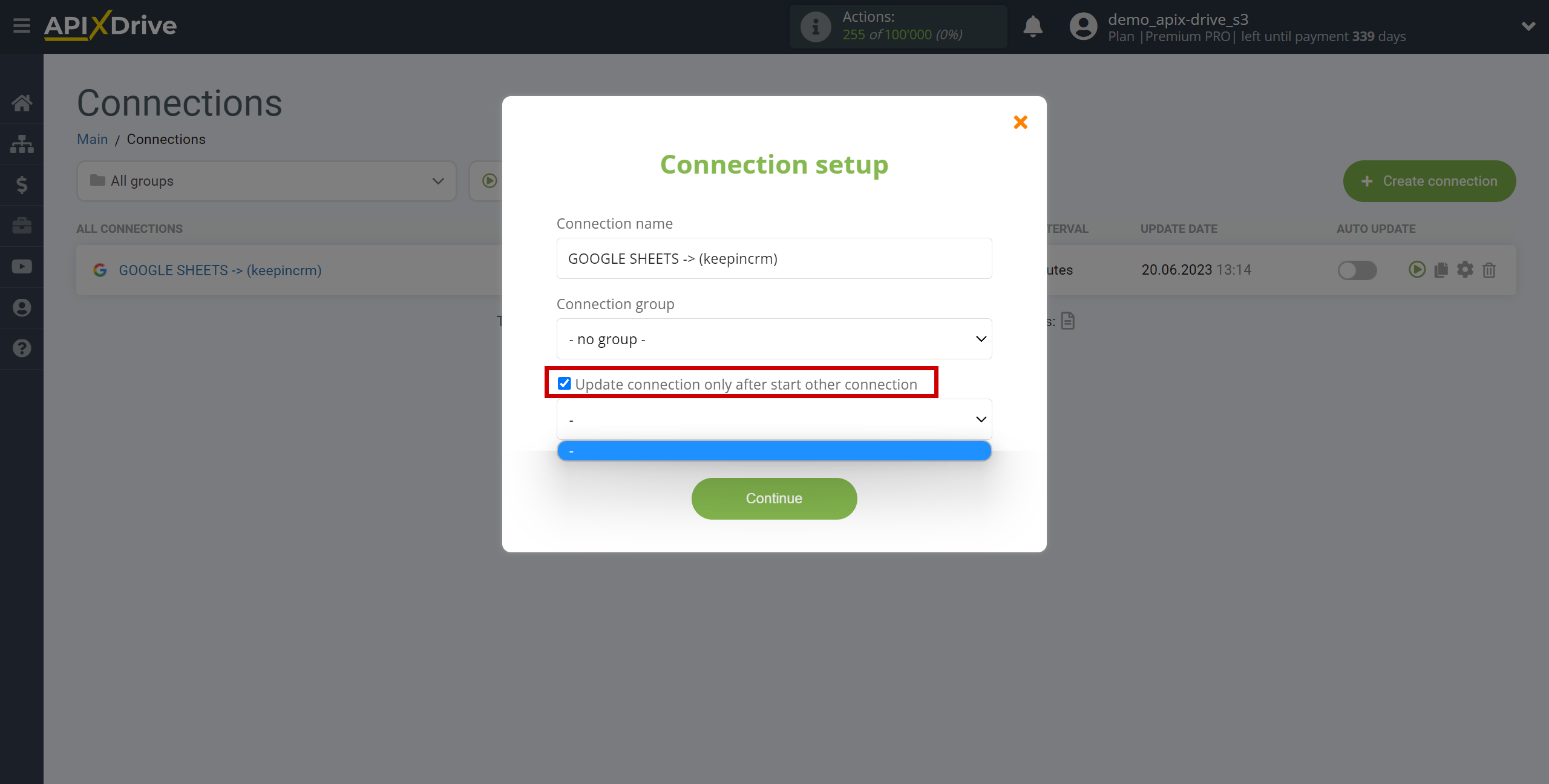 How to Connect KeepinCRM as Data Destination | Update priority