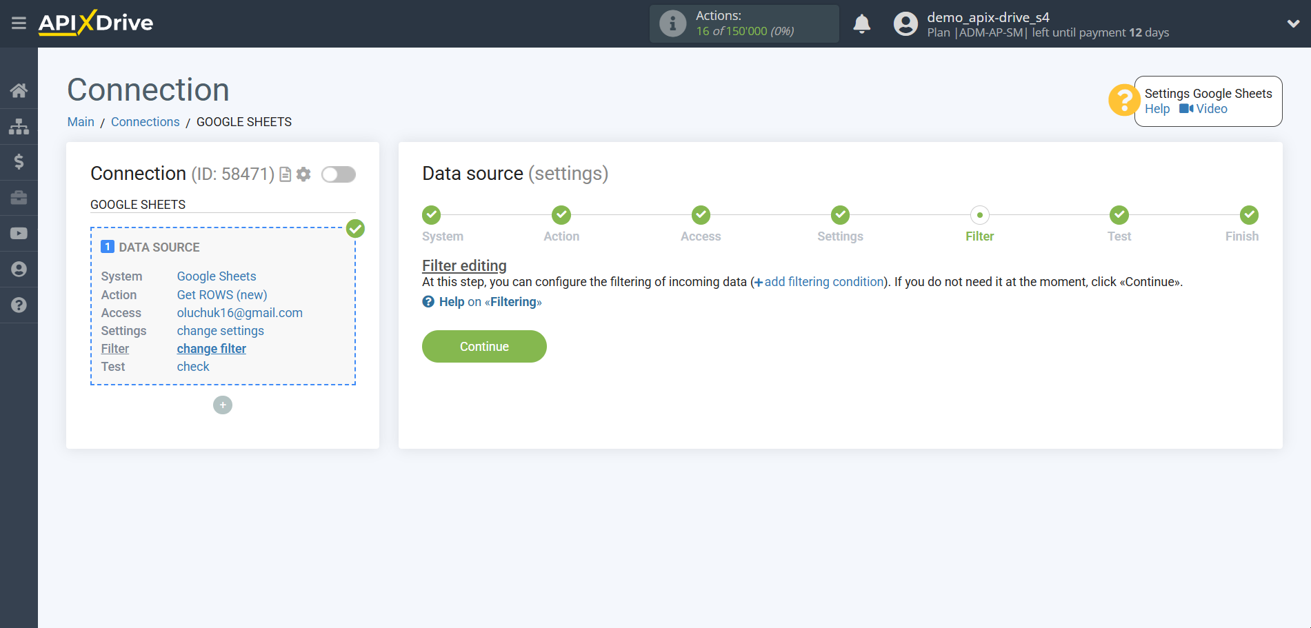 Setting up Gemini in Google Sheets | Data filter