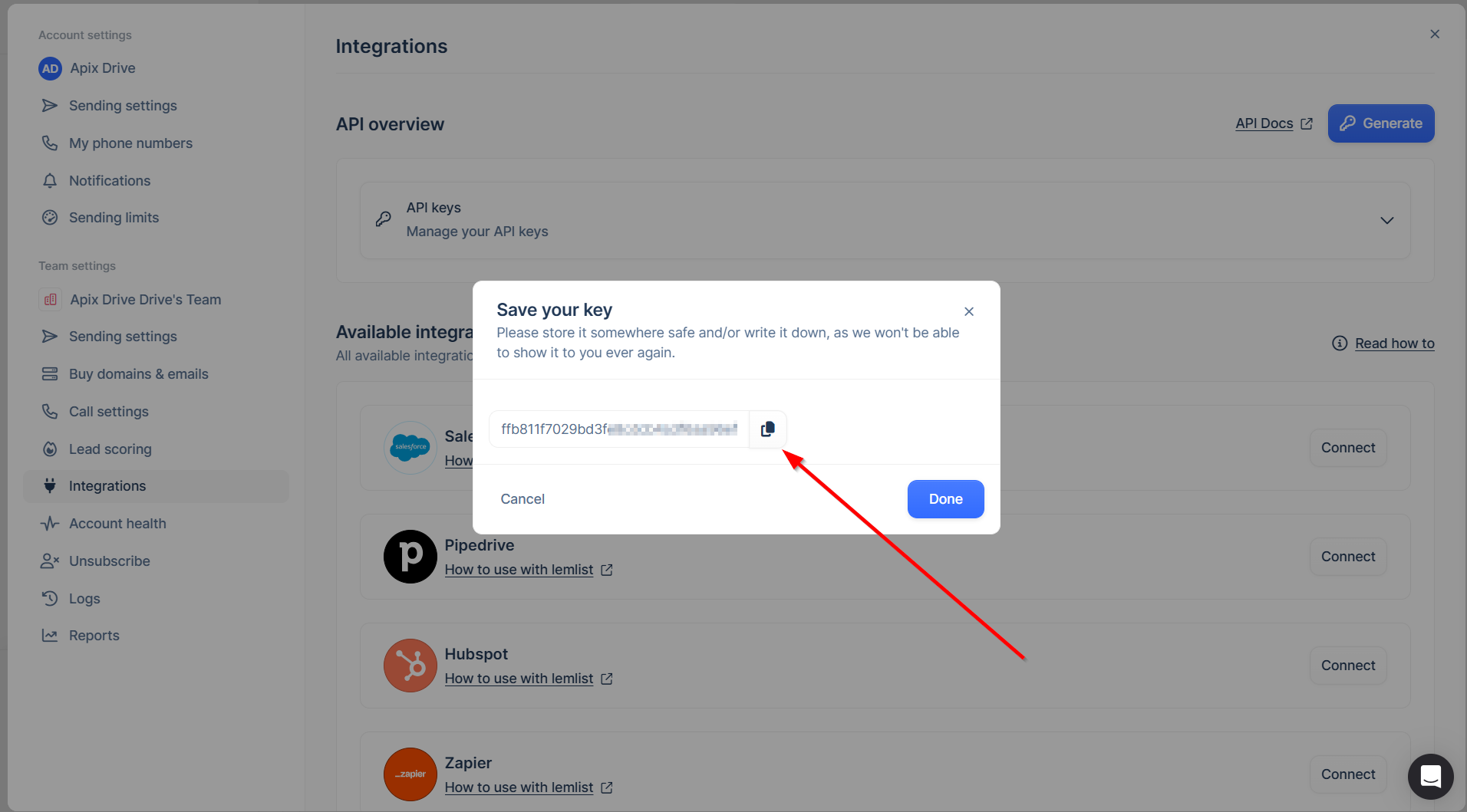 How to setup Lemlist Update Lead in campaign / Add Lead in campaign | API key in Lemlist account
