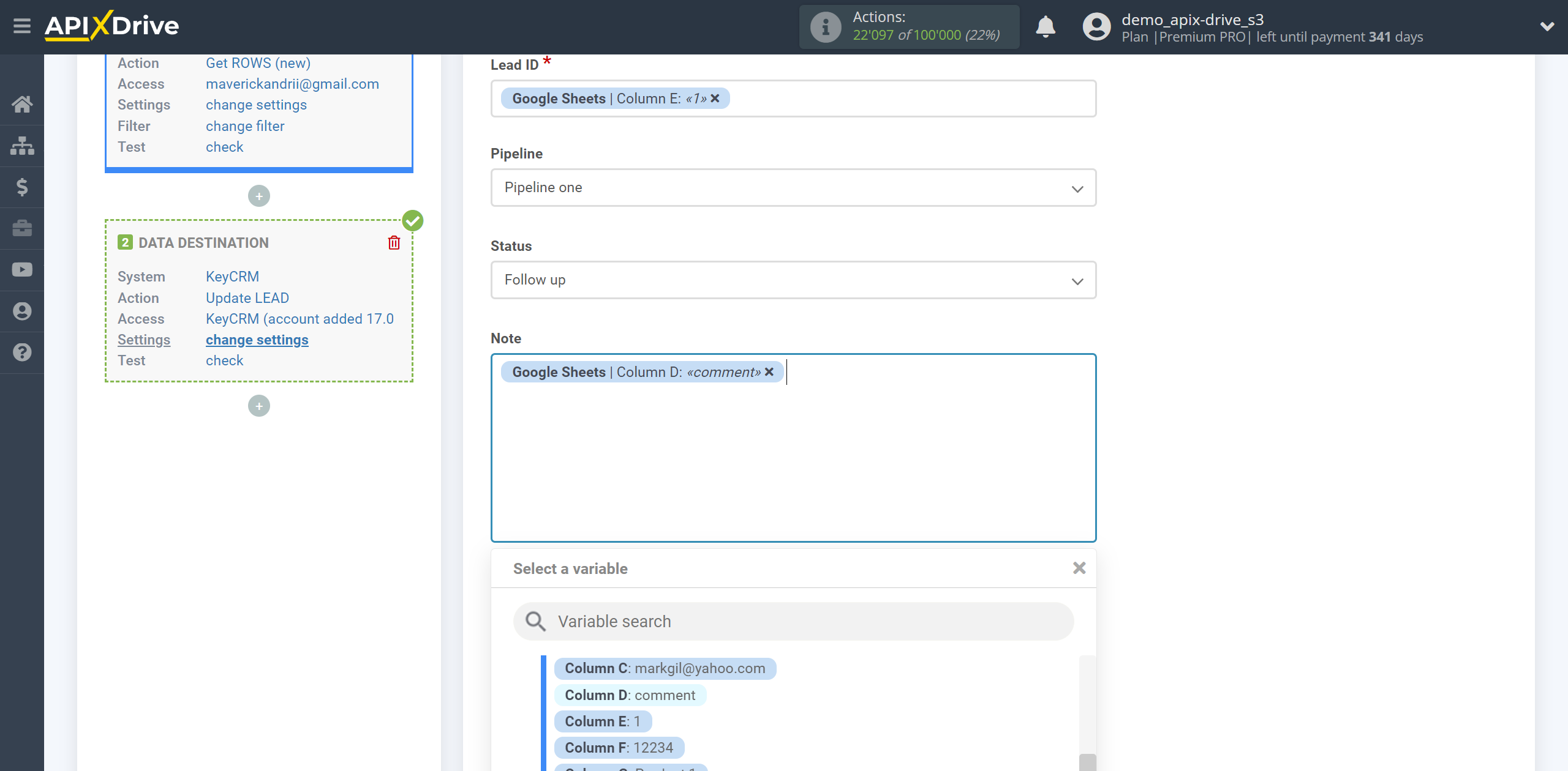 How to setup KeyCRM Update Lead / Create Lead | Assigning Fields