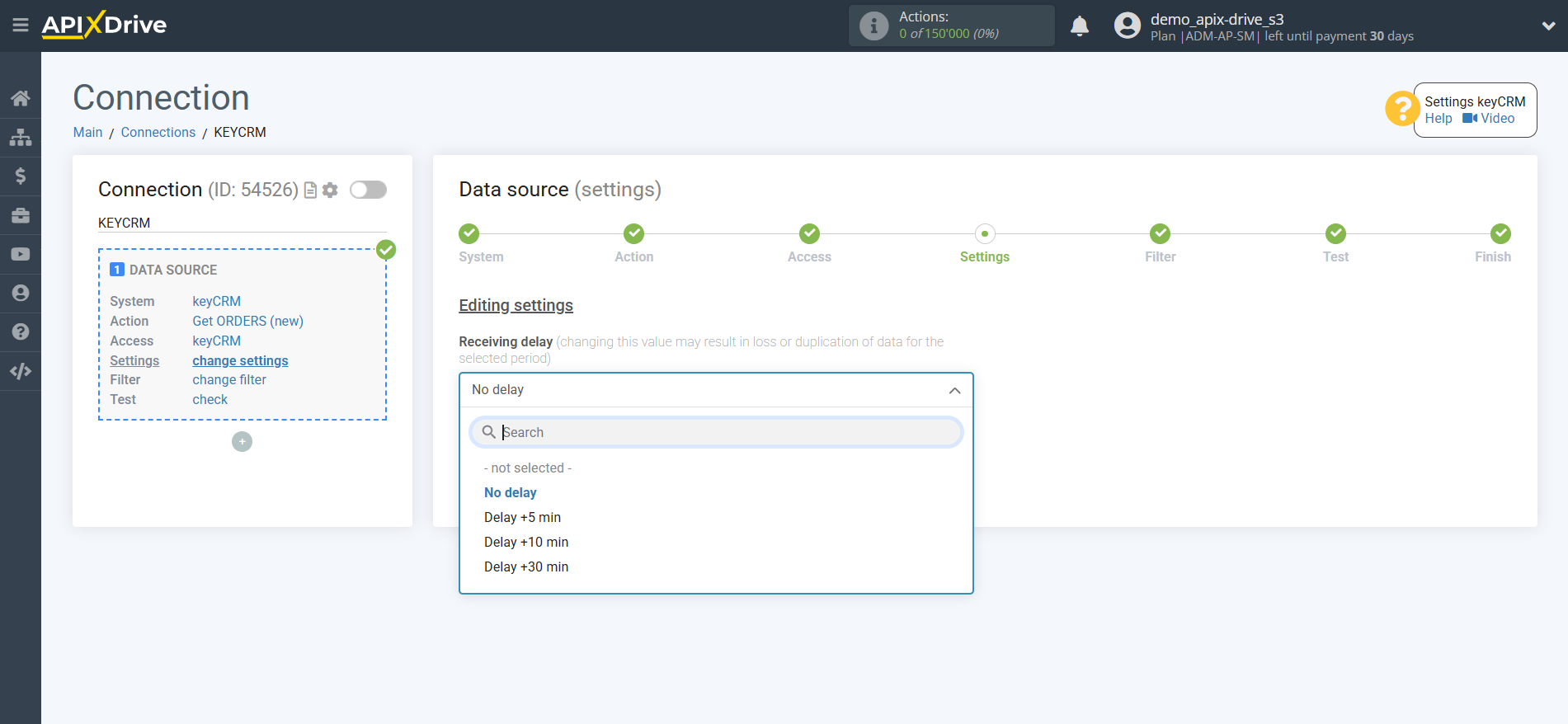 How to Connect KeyCRM as Data Source | Settings