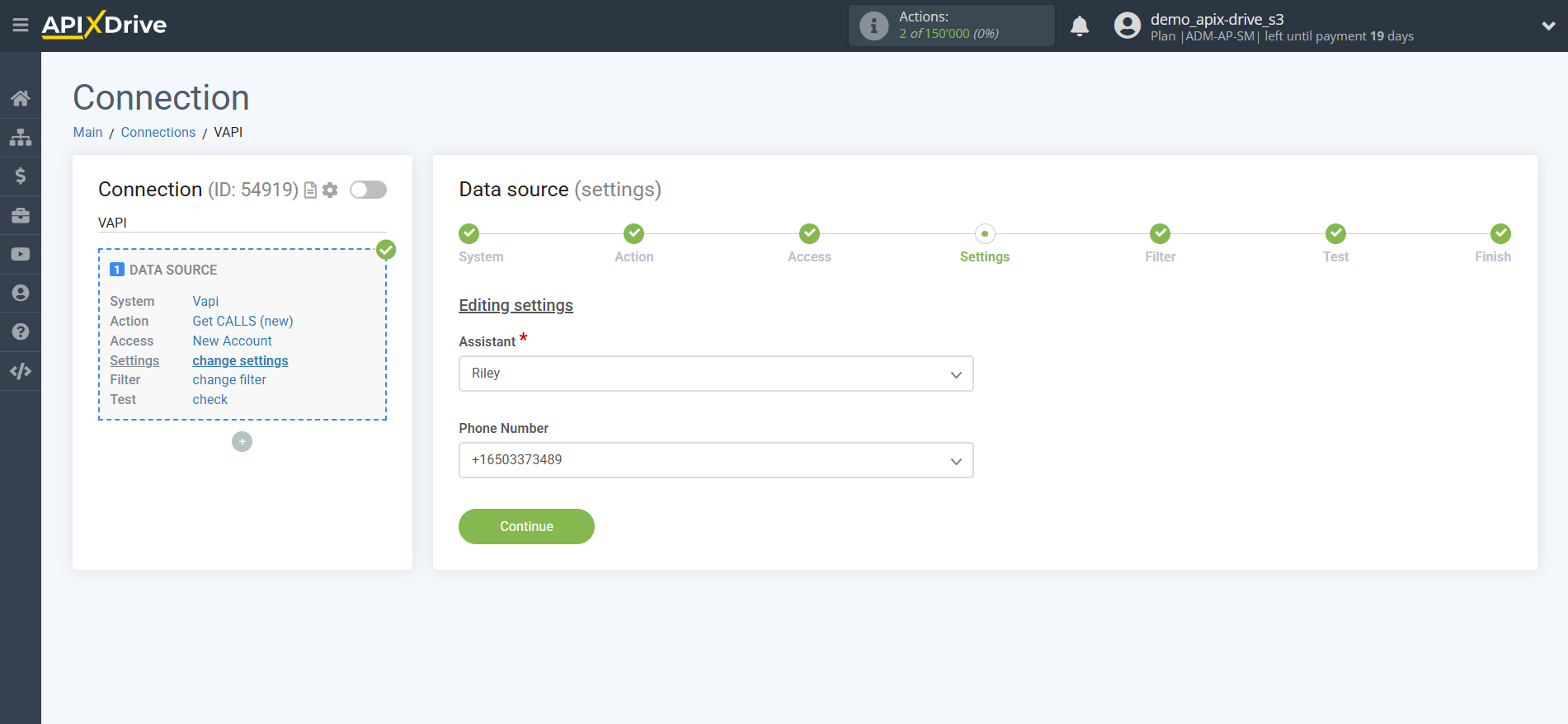 How to Connect Vapi as Data Source | Source Settings