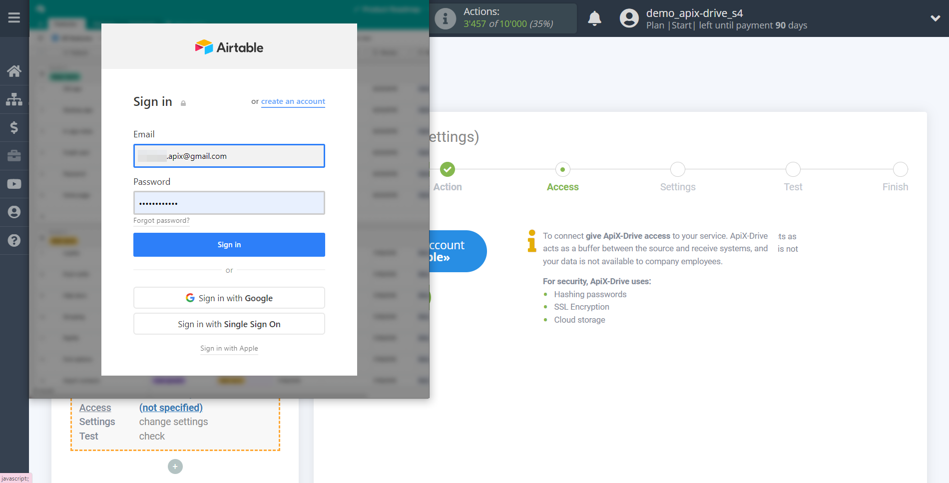 Setting up an AirTable Row Search in Google Sheets | Account conection