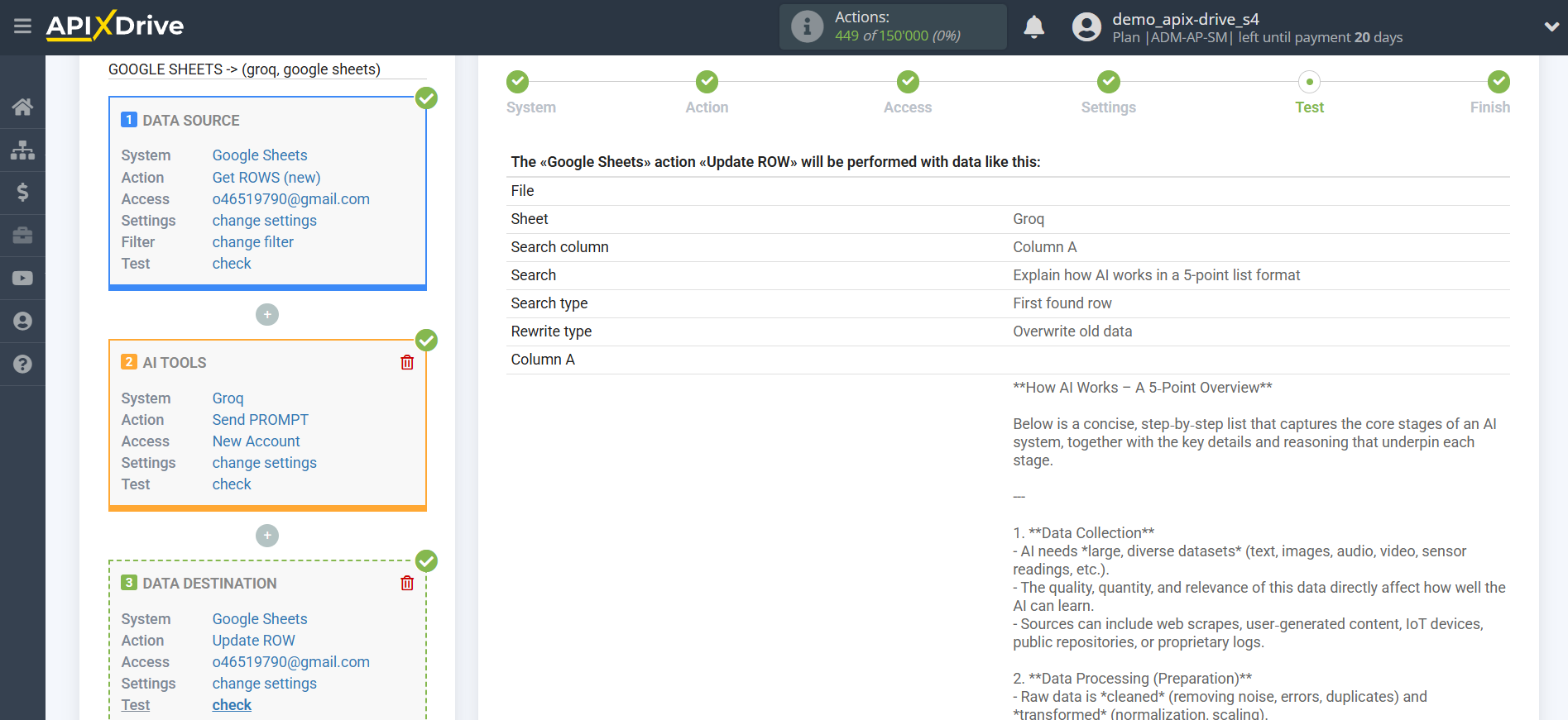 Setting up Groq in Google Sheets | Test data