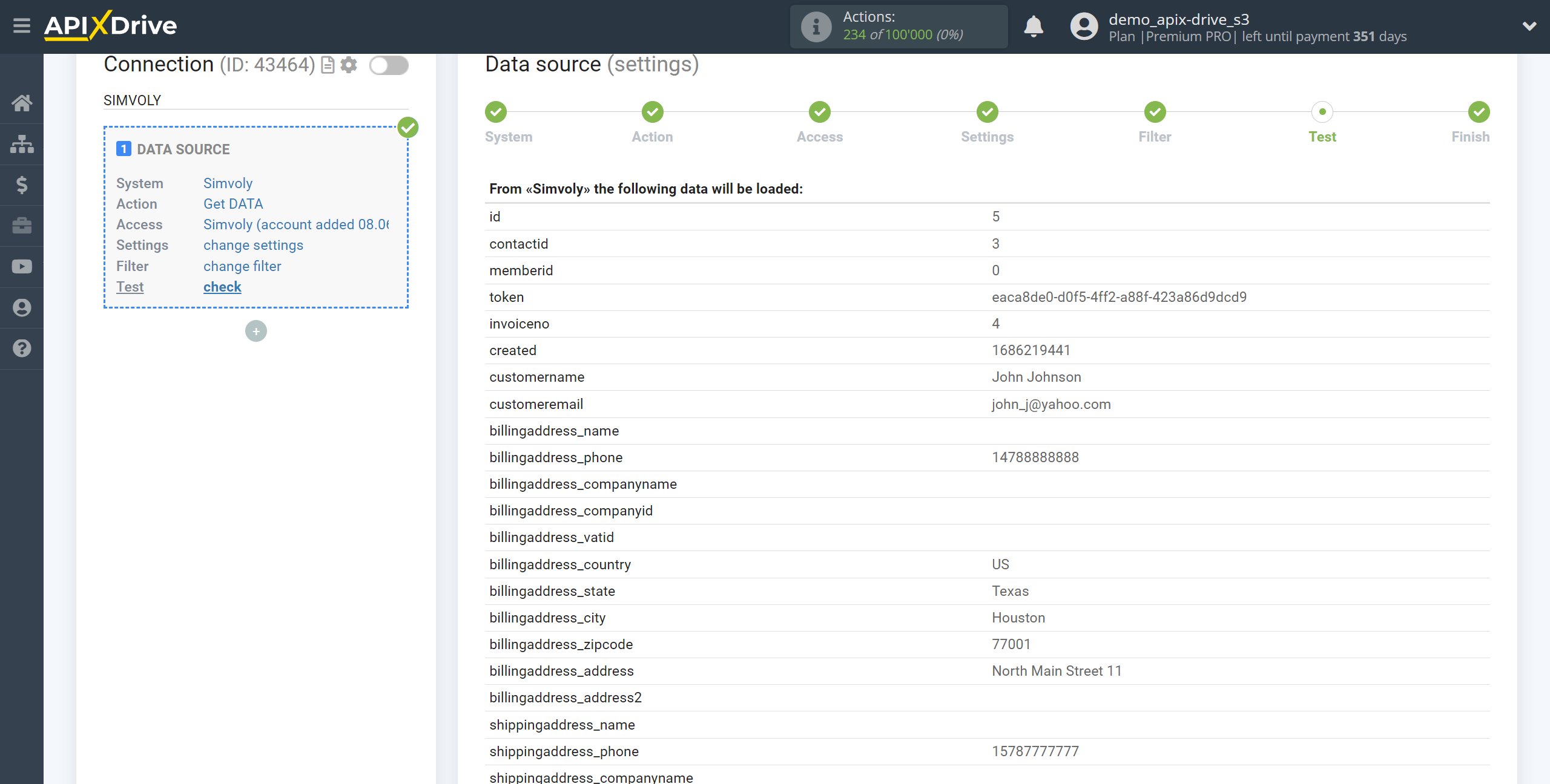 How to Connect Simvoly as Data Source | Test data