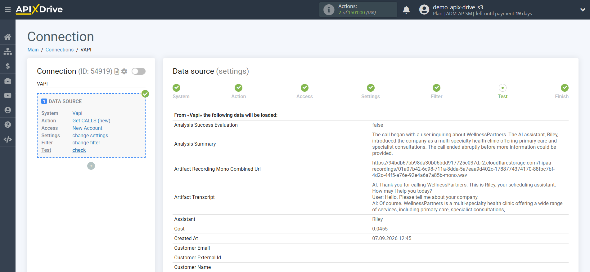 How to Connect Vapi as Data Source | Test Data