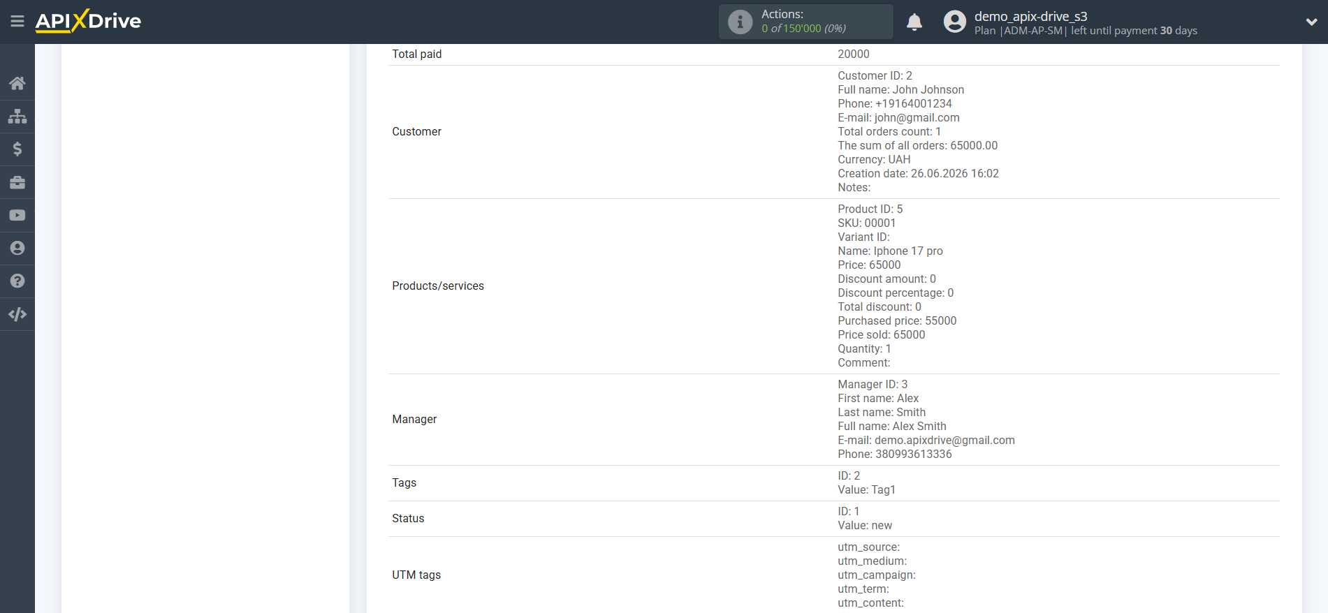 How to Connect KeyCRM as Data Source | Test data