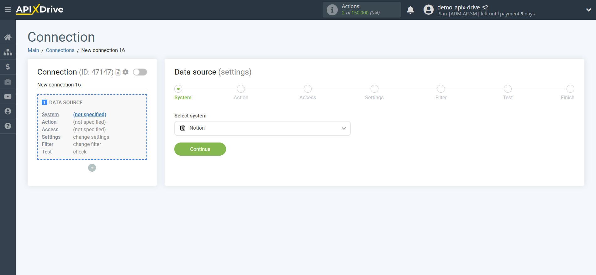 How to Connect Notion as Data Source | System selection
