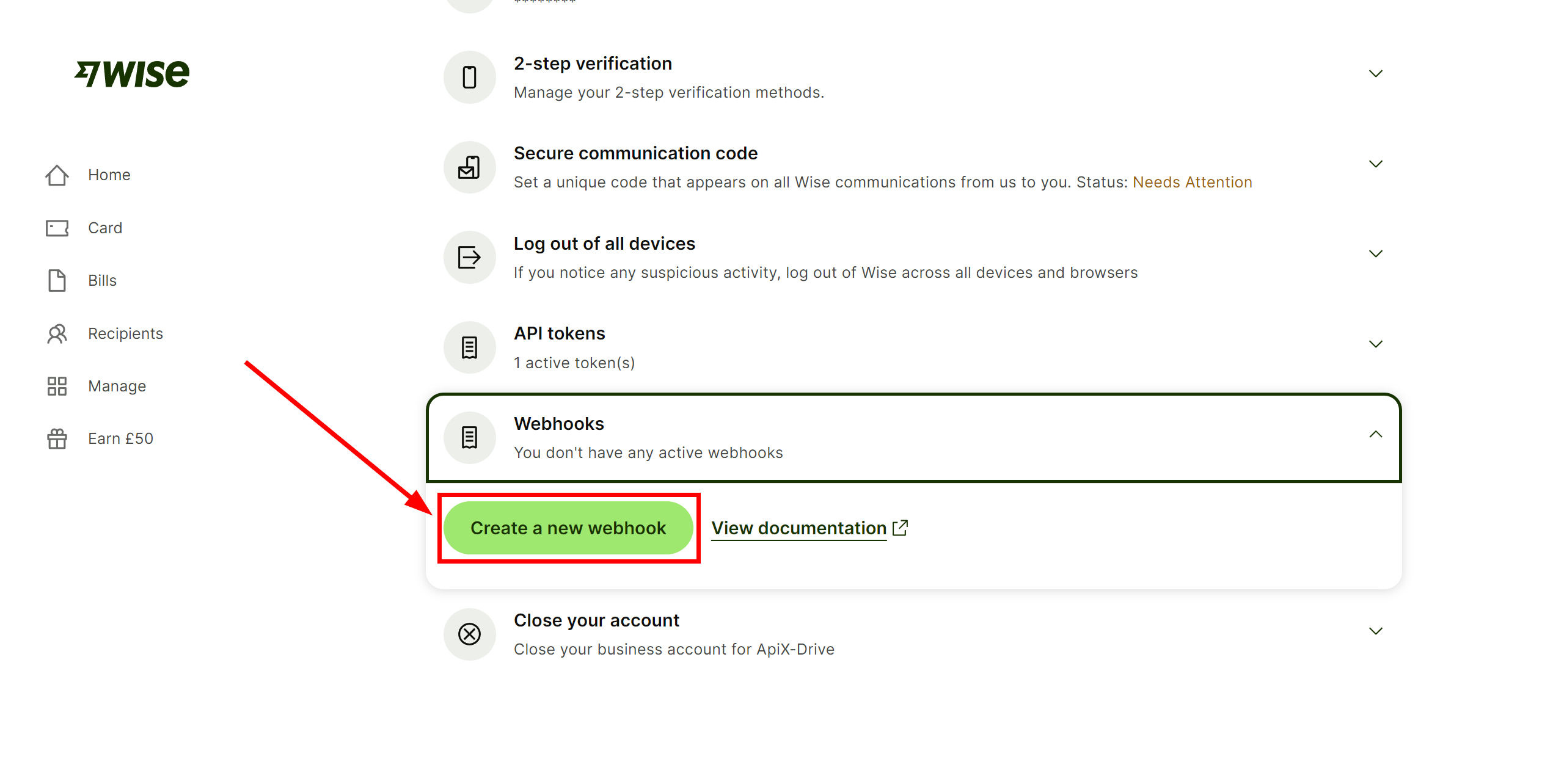 How to Connect Wise as Data Source | Wise connections via Webhook