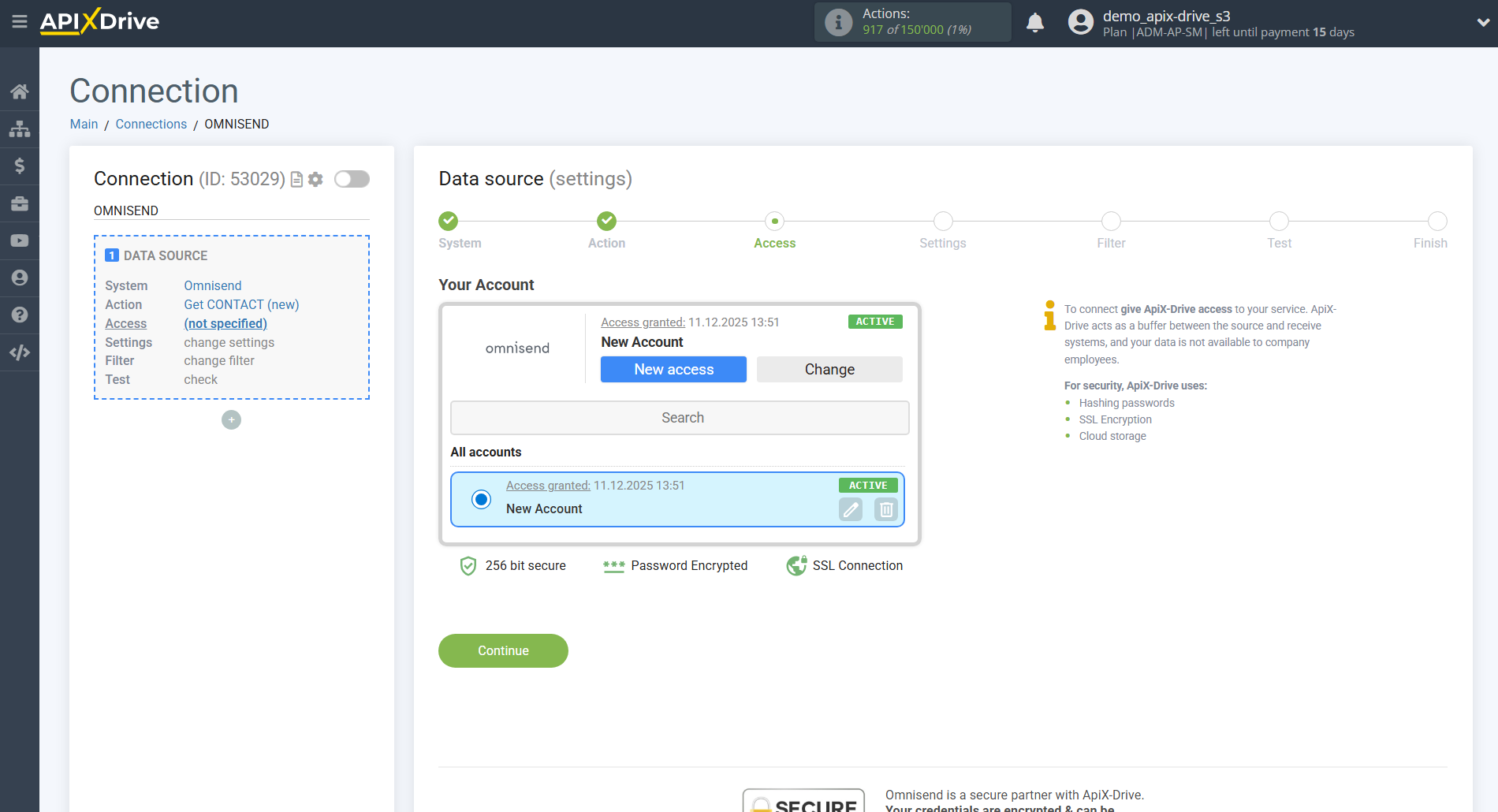 How to Connect Omnisend as Data Source | Account selection How to Connect Omnisend as Data Source | Account selection