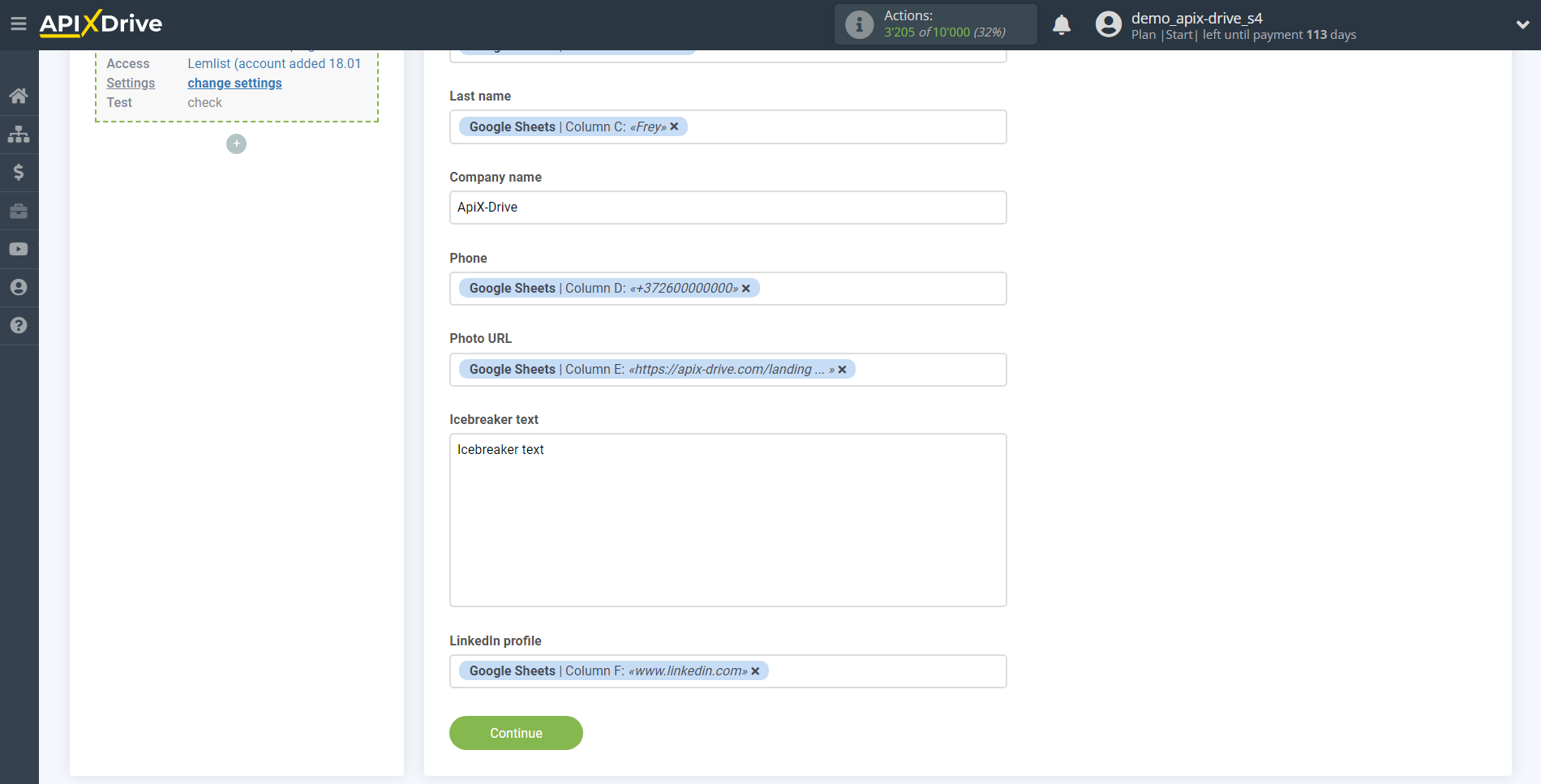 How to Connect Lemlist as Data Destination | Assigning fields