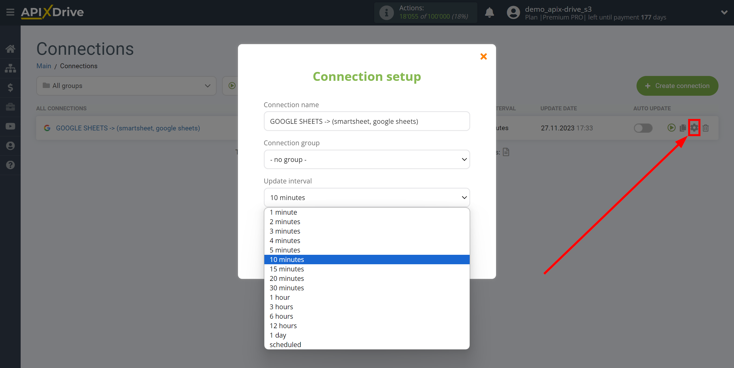 Setting Smartsheet Rows Search in Google Sheets | Update interval