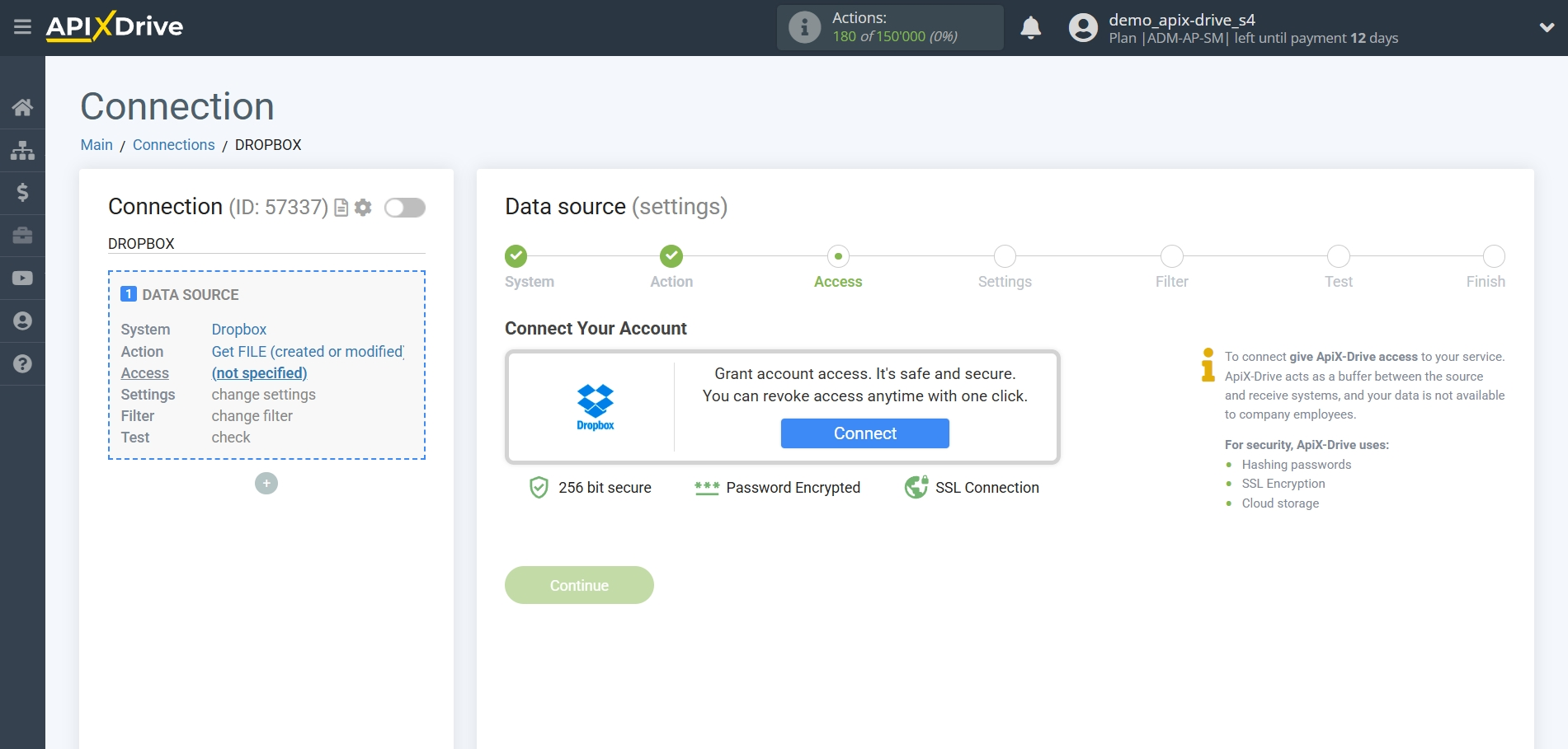 How to Connect Dropbox as Data Source | Account connection
