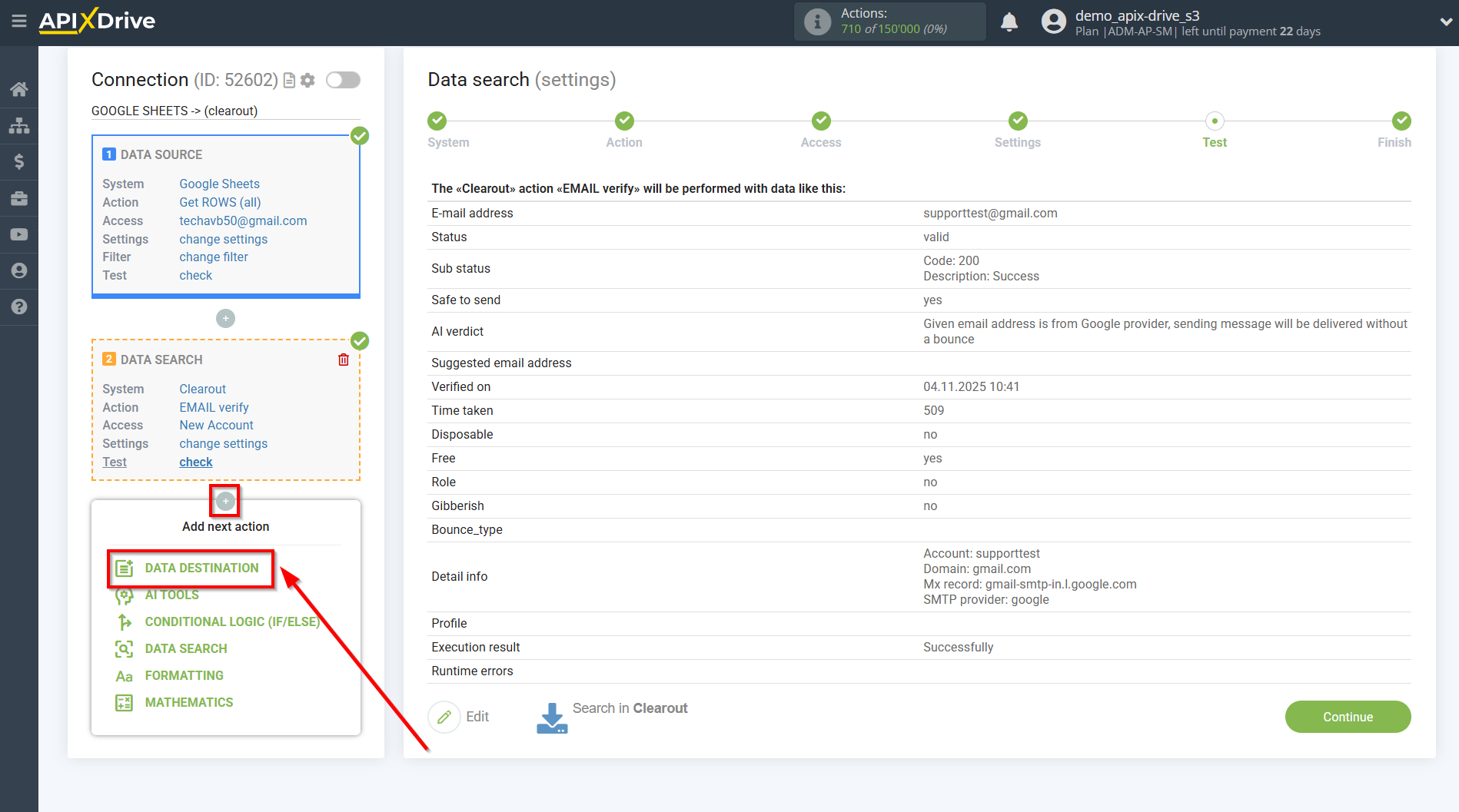 Setting Search to Verification E-MAIL Clearout in Google Sheets | Setup Data Destination system Setting Search to Verification E-MAIL Clearout in Google Sheets | Setup Data Destination system