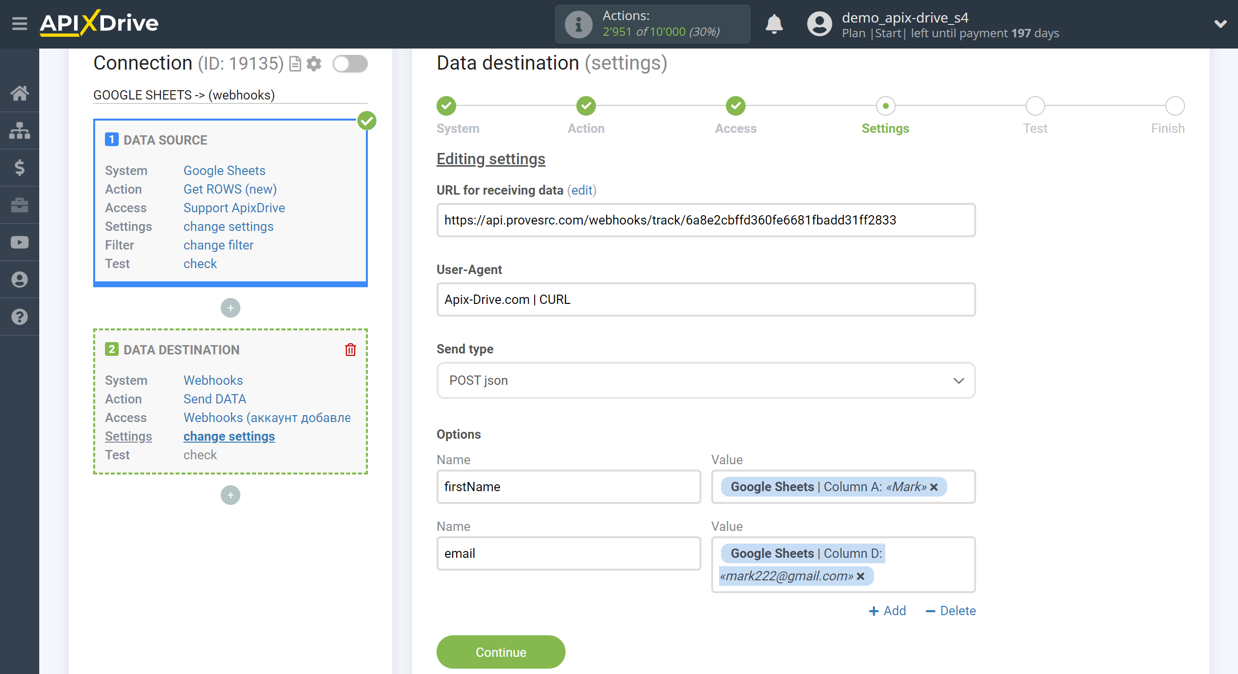 How to Connect Webhooks as Data Destination | Assigning fields