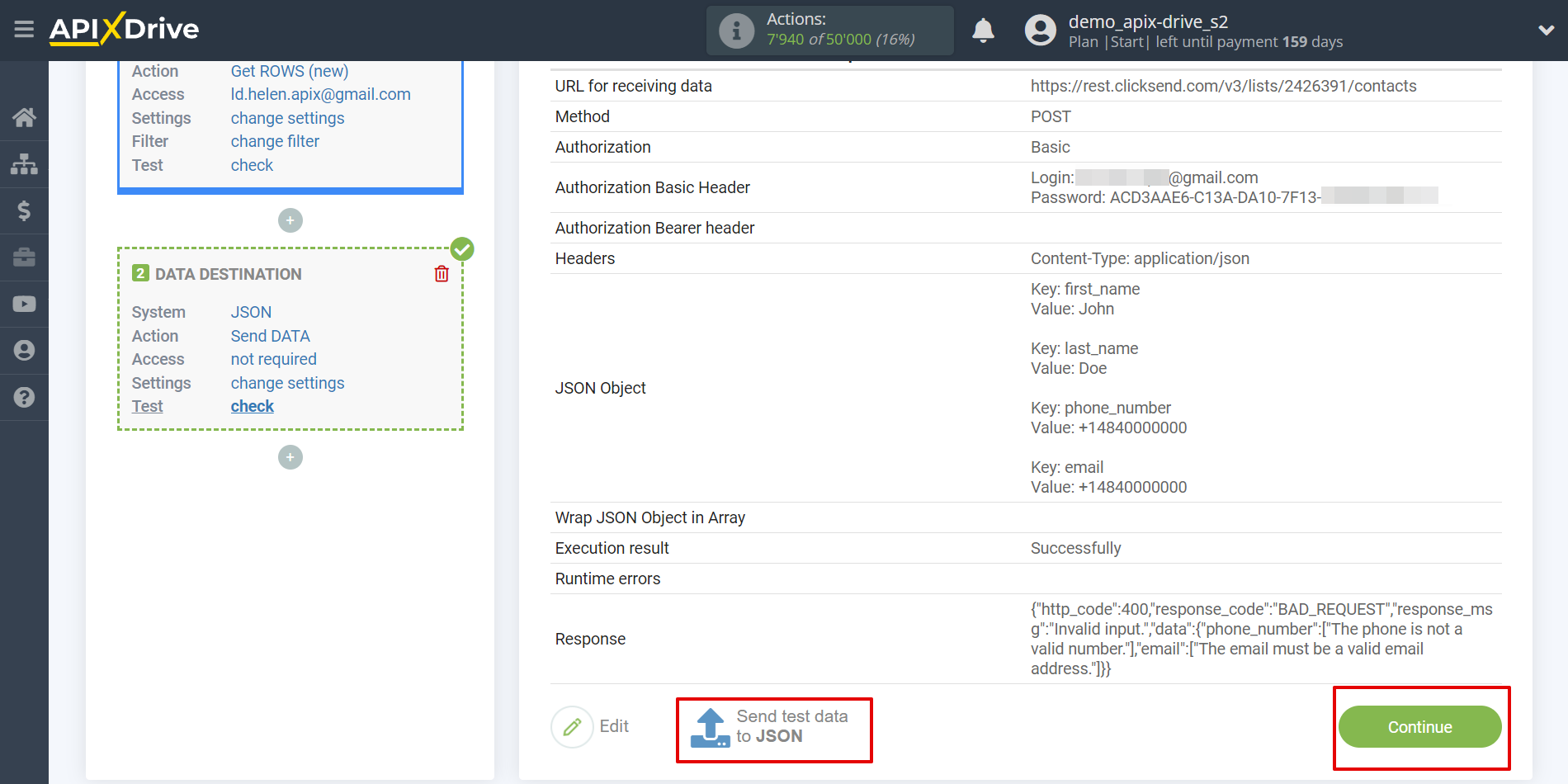 How to Connect JSON as Data Destination | Test data